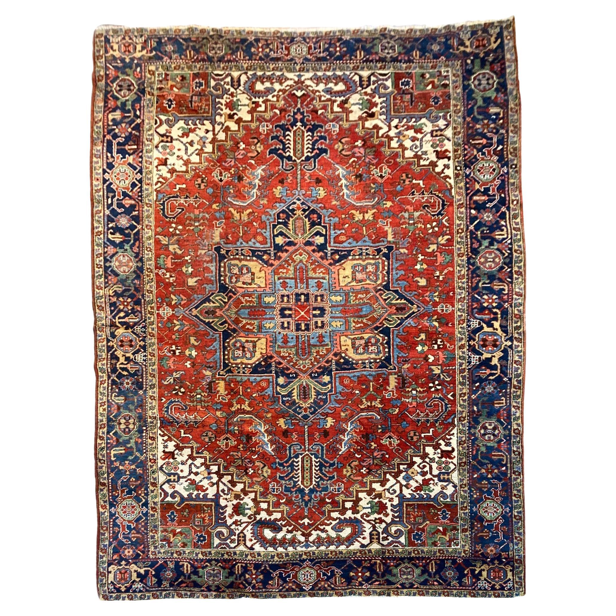 Antique Heriz Carpet 3.37m x 2.42m For Sale