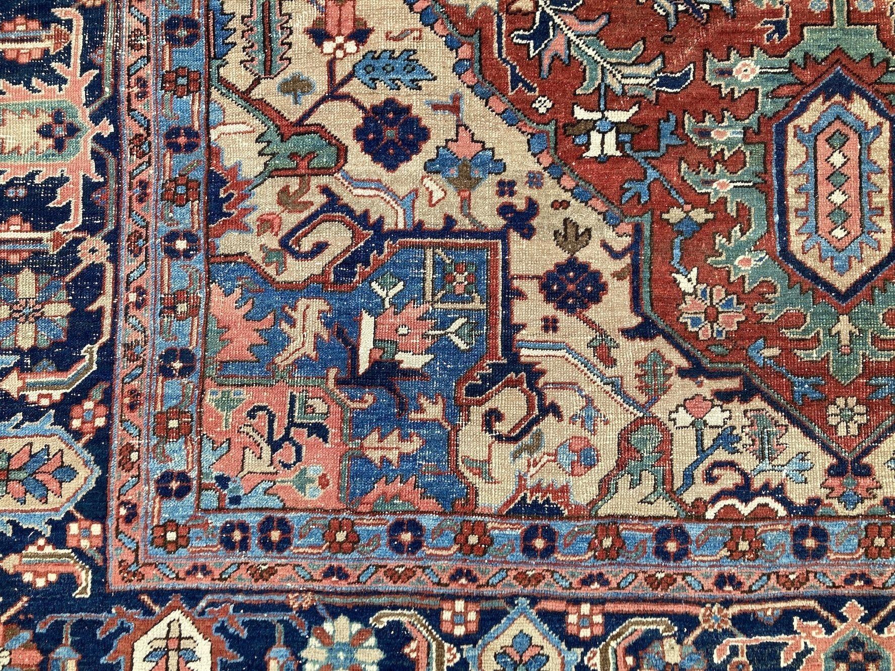 Antique Heriz Carpet 3.43m x 2.56m For Sale 5