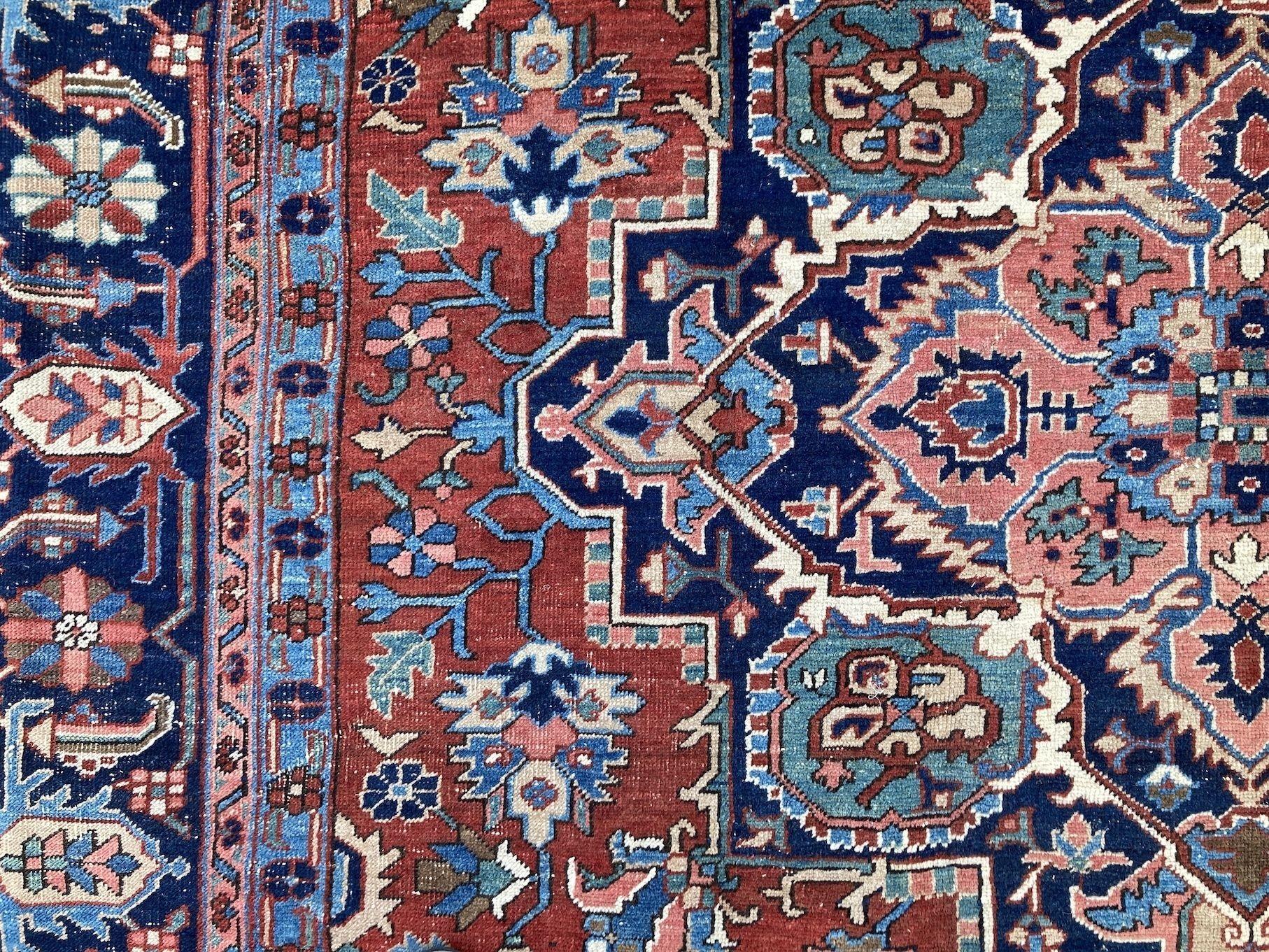 Antique Heriz Carpet 3.43m x 2.56m For Sale 6