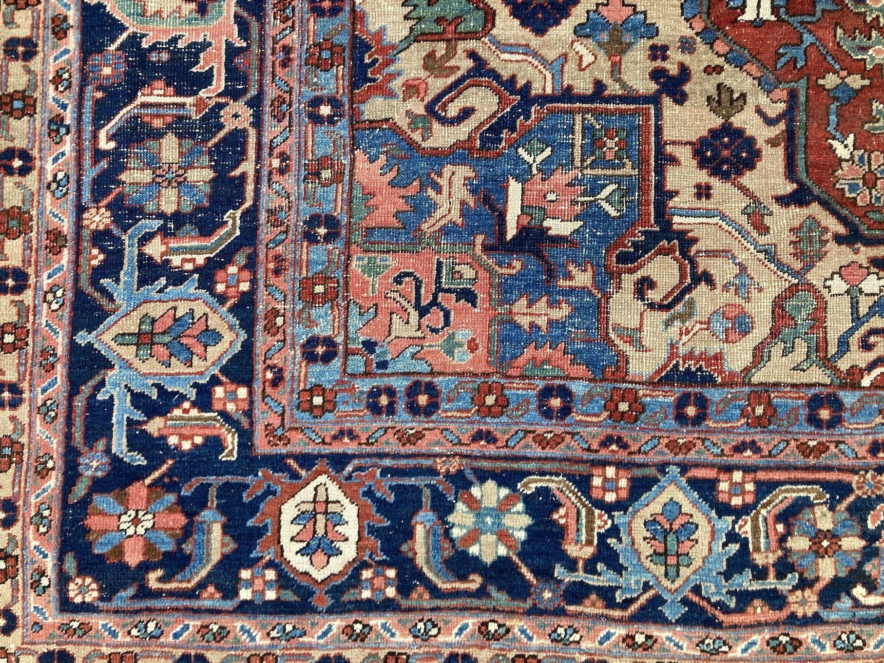 Early 20th Century Antique Heriz Carpet 3.43m x 2.56m For Sale