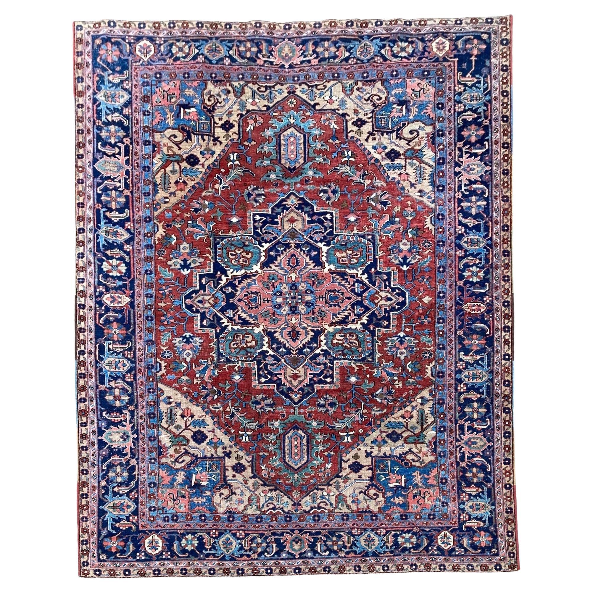 Antique Heriz Carpet 3.43m x 2.56m For Sale