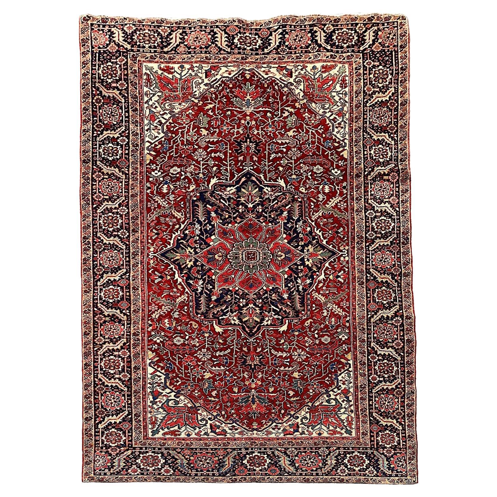 Antique Heriz Carpet 3.58m x 2.27m For Sale