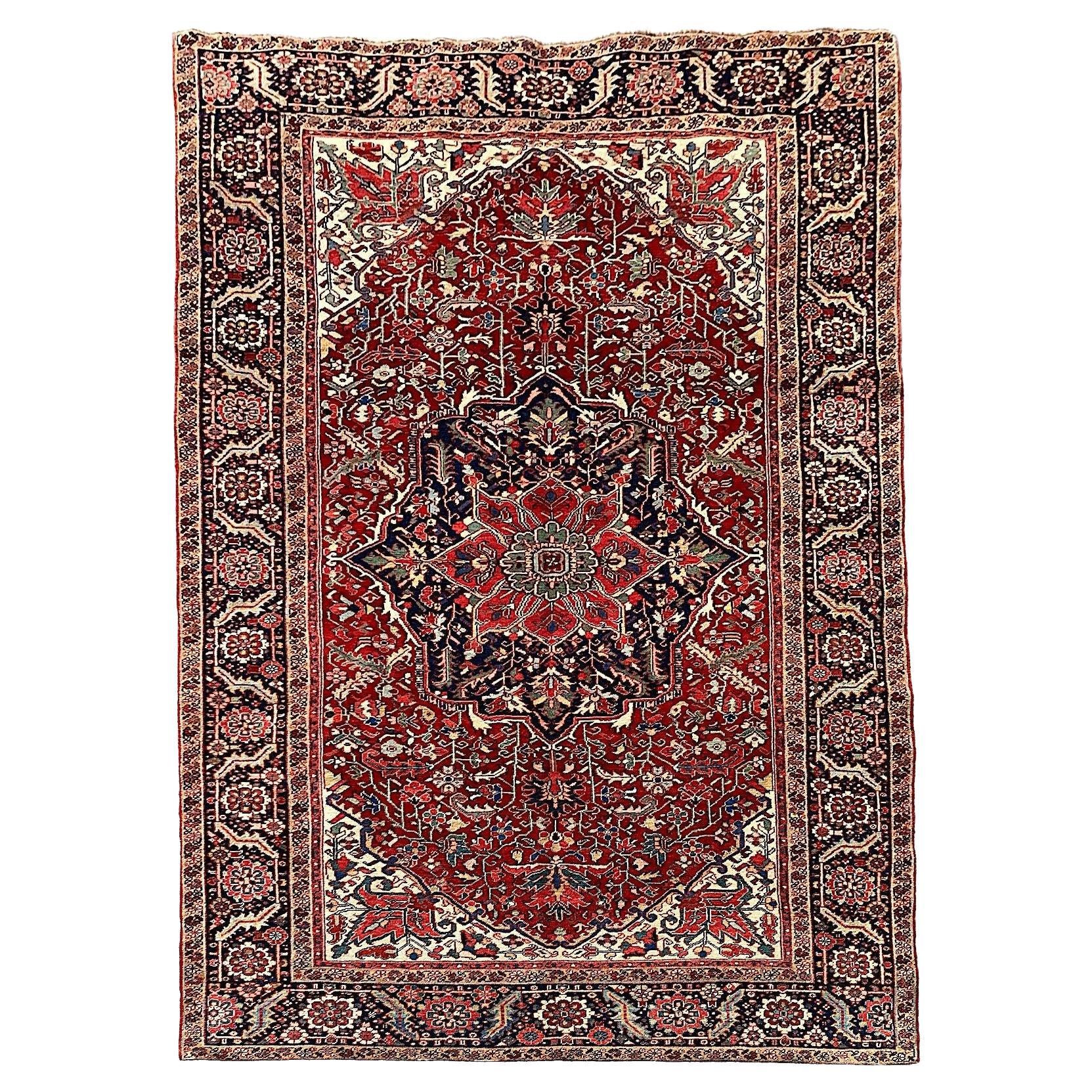 Antique Heriz Carpet 3.58m x 2.27m For Sale