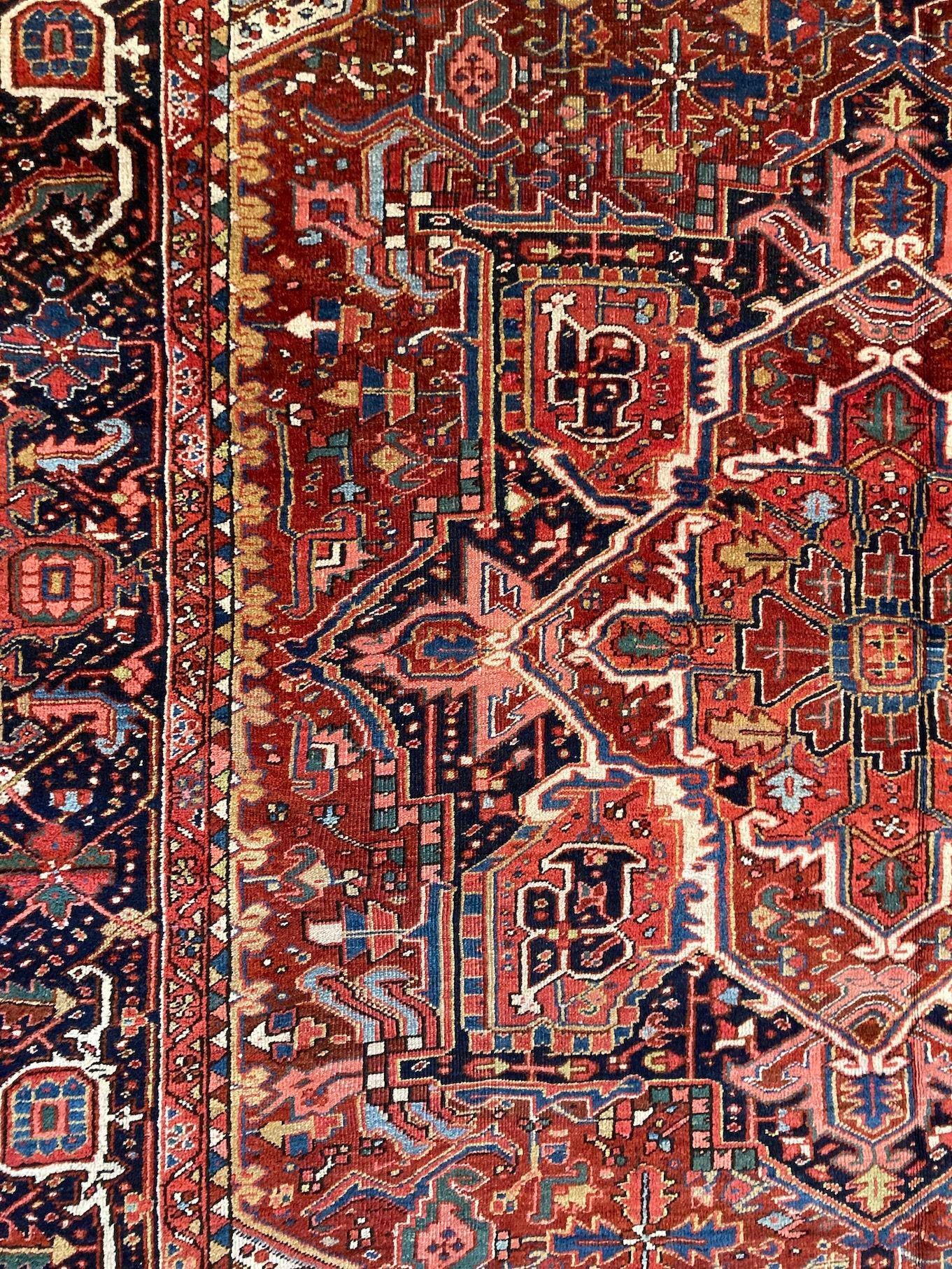 Antique Heriz Carpet 3.78m x 2.81m For Sale 8