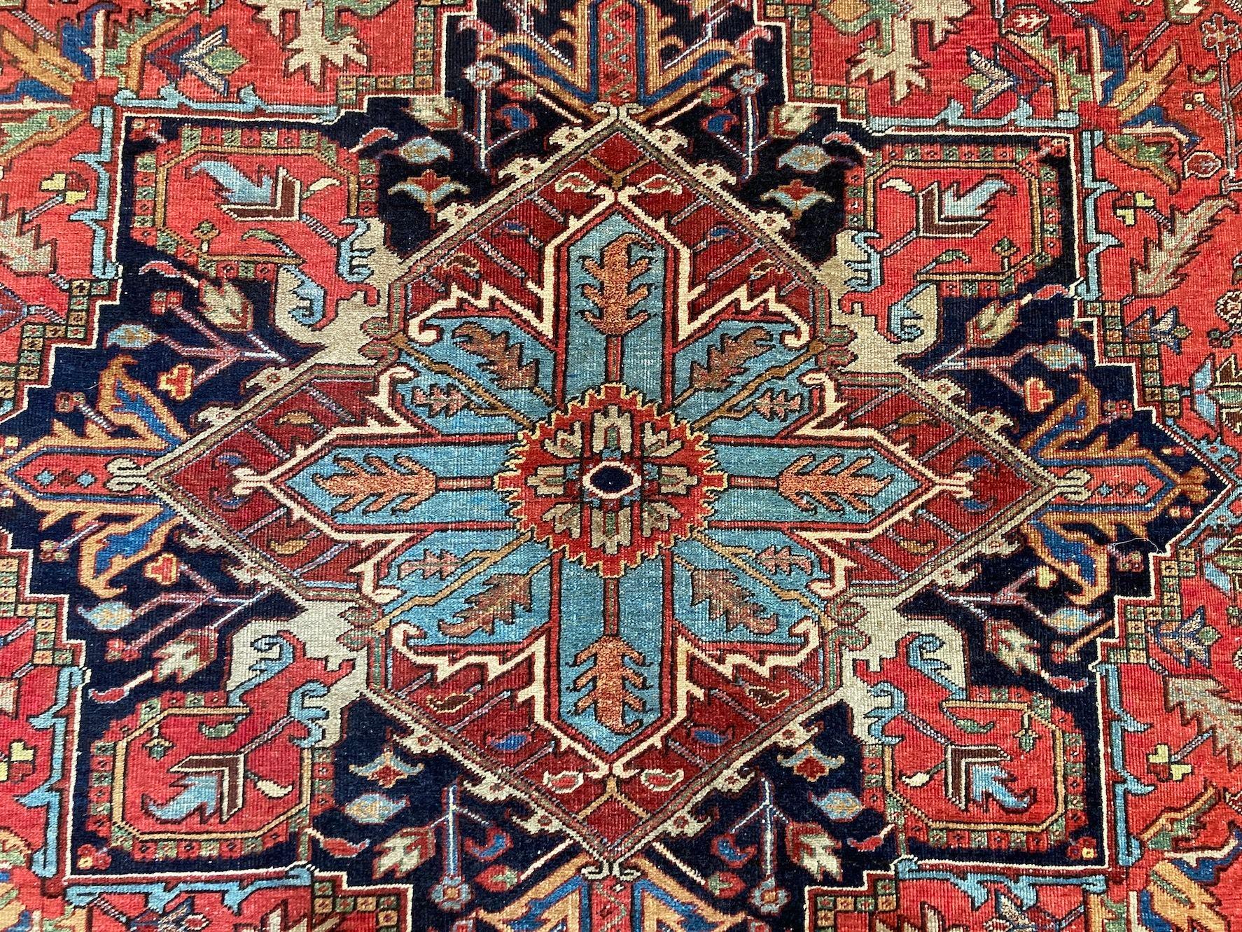 Antique Heriz Carpet 3.96m x 2.93m For Sale 6