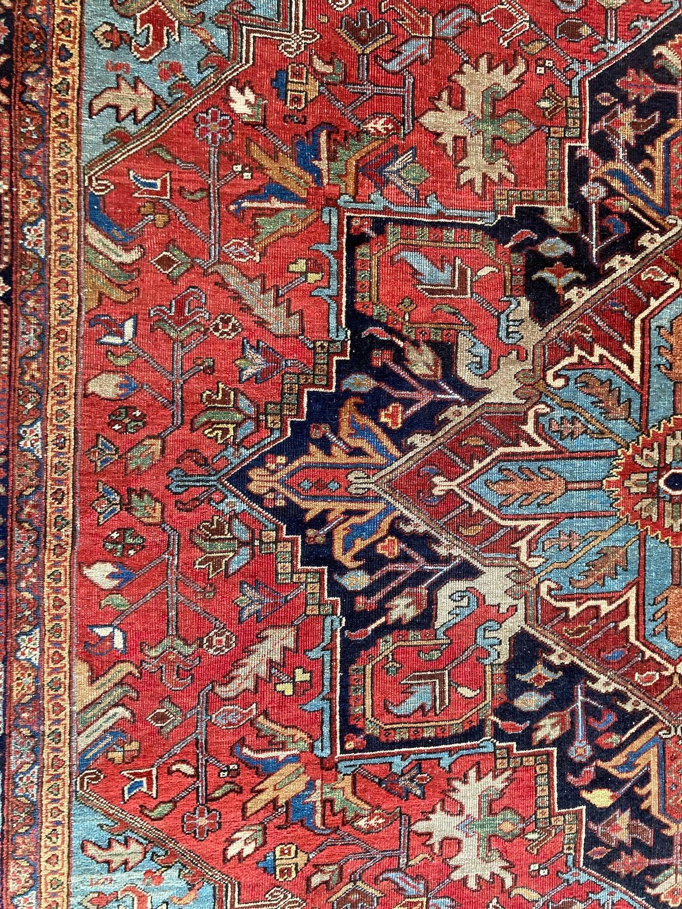 Antique Heriz Carpet 3.96m x 2.93m For Sale 8