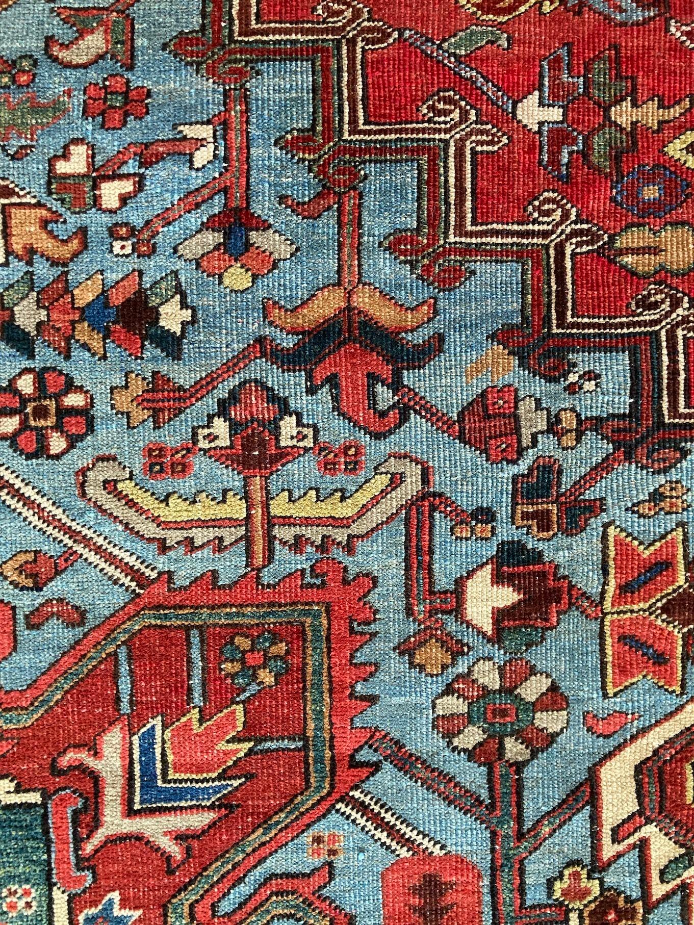 Antique Heriz Carpet 3.96m x 2.93m For Sale 10