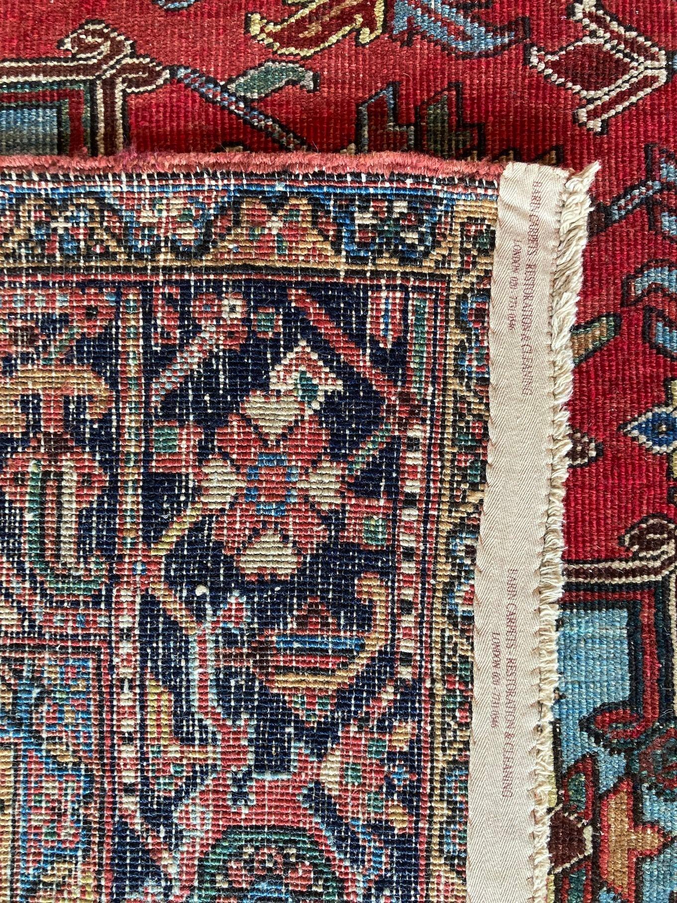 Antique Heriz Carpet 3.96m x 2.93m For Sale 14