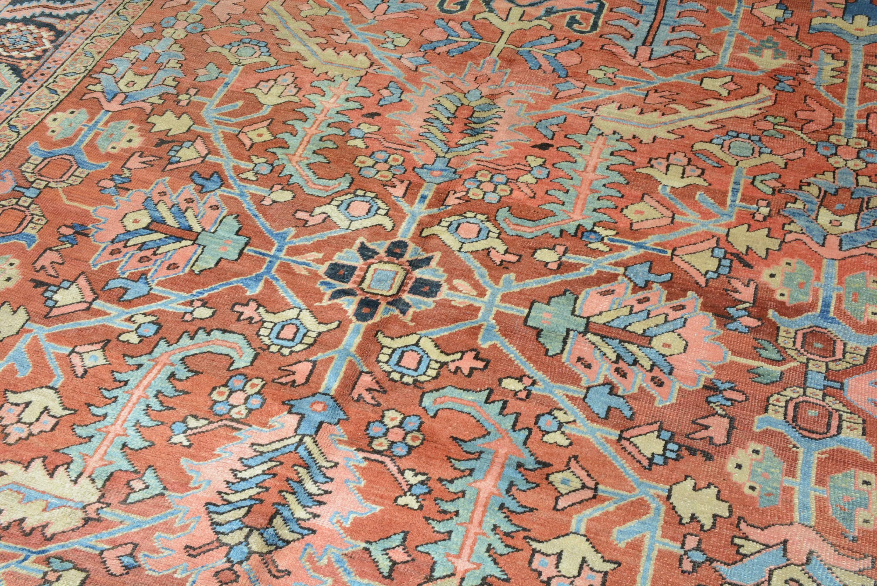 20th Century Antique Heriz Carpet For Sale