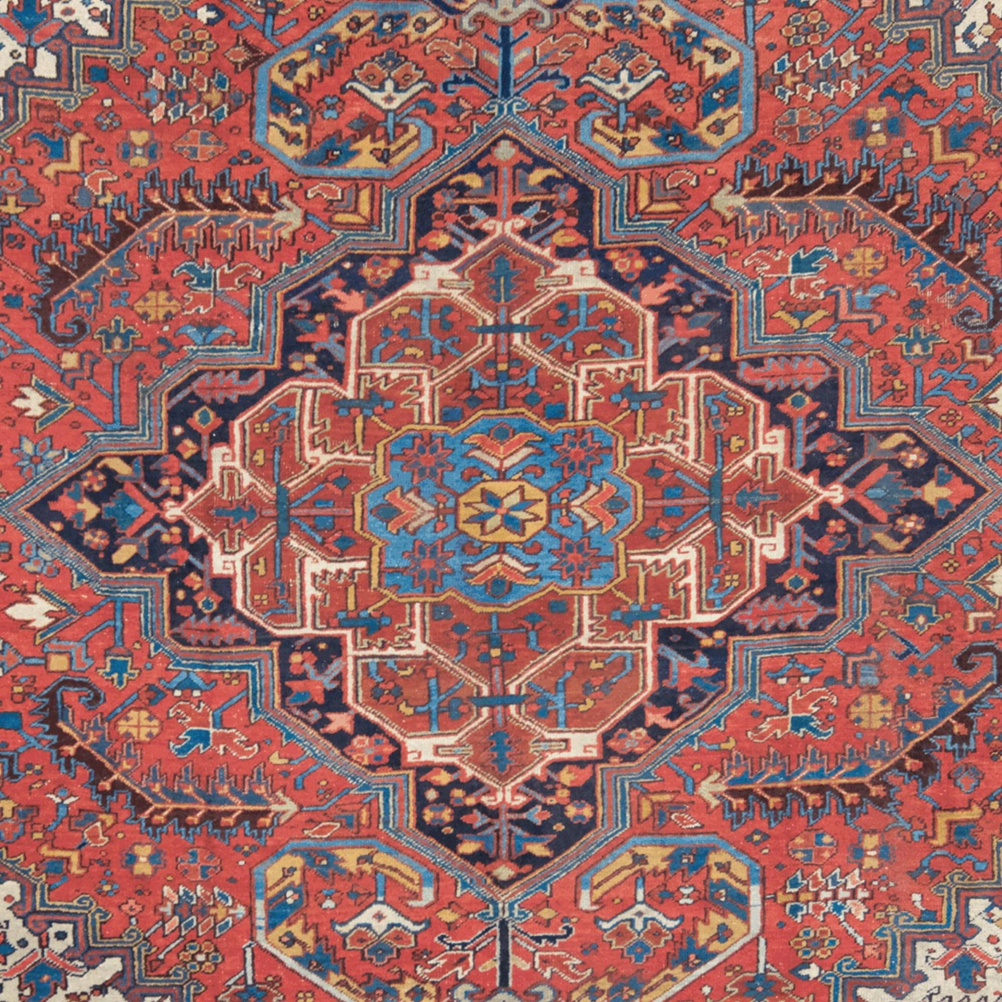 Persian Antique Heriz Carpet - Late of 19th Century Antique Heriz Carpet For Sale