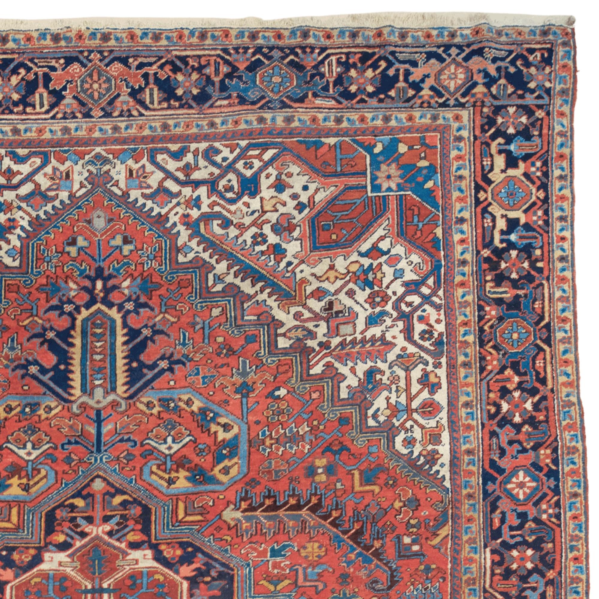 Hand-Woven Antique Heriz Carpet - Late of 19th Century Antique Heriz Carpet For Sale