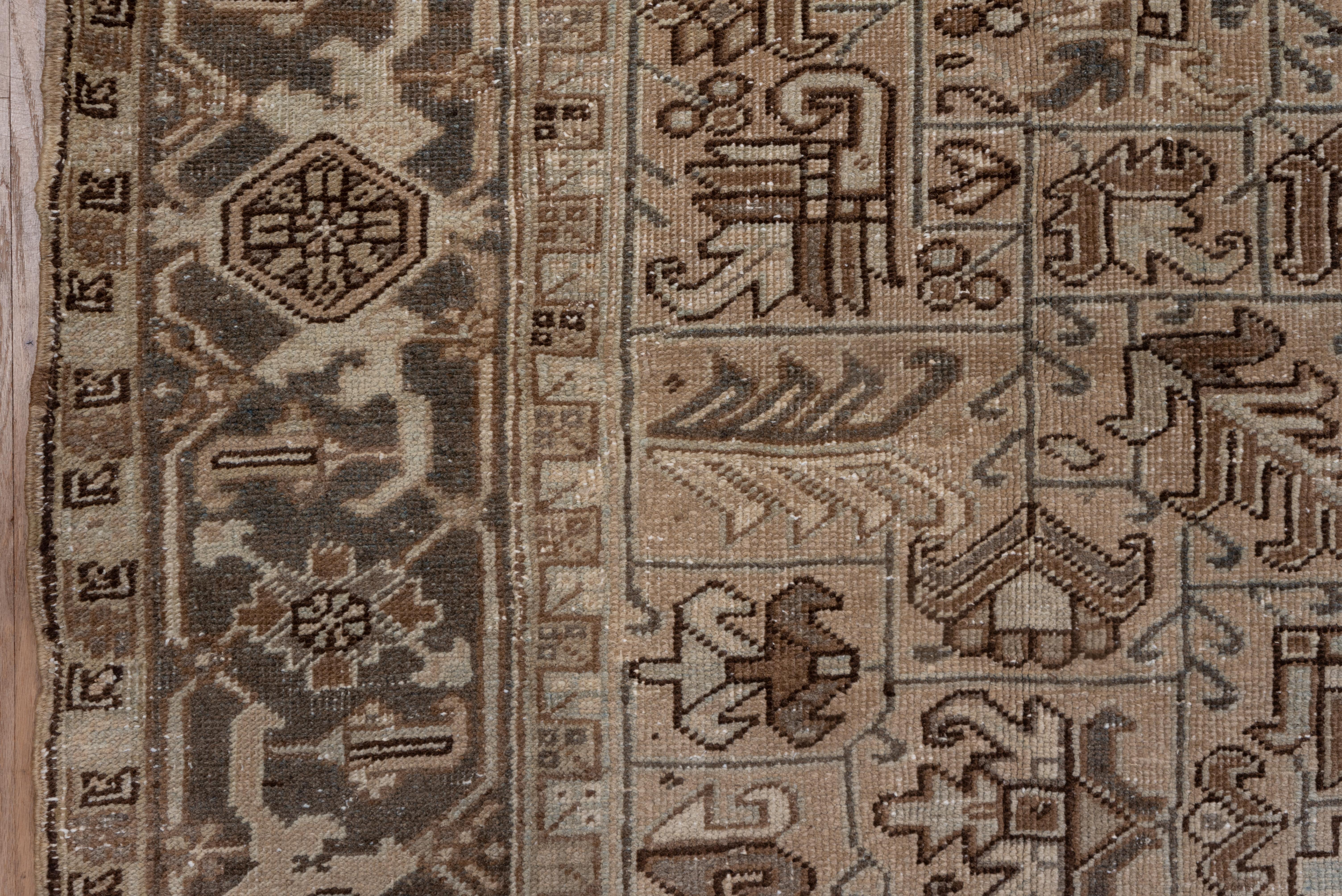 Hand-Knotted Antique Heriz Carpet, Neutral Palette, circa 1920s