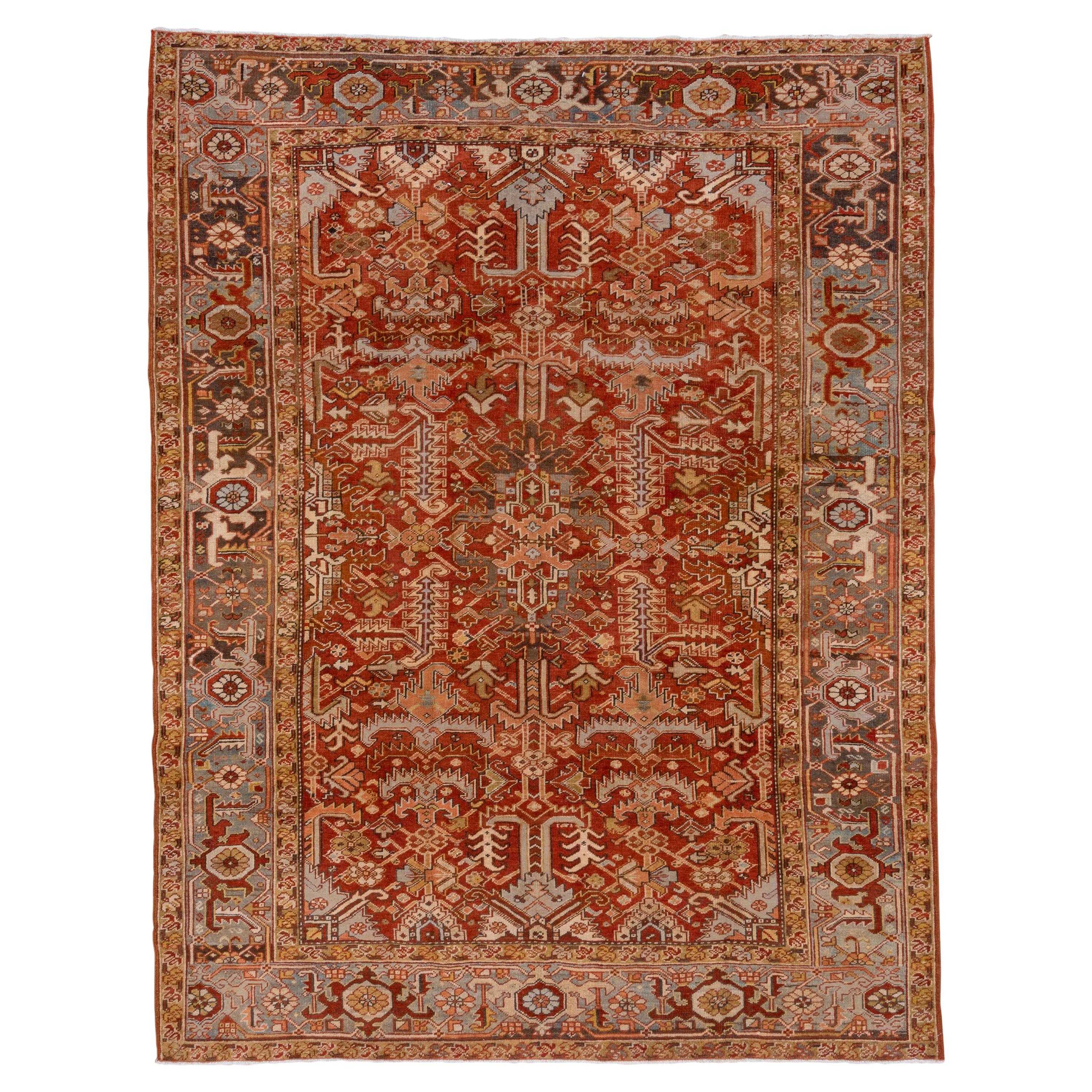Antique Heriz Carpet, Red Field, All-Over Field For Sale