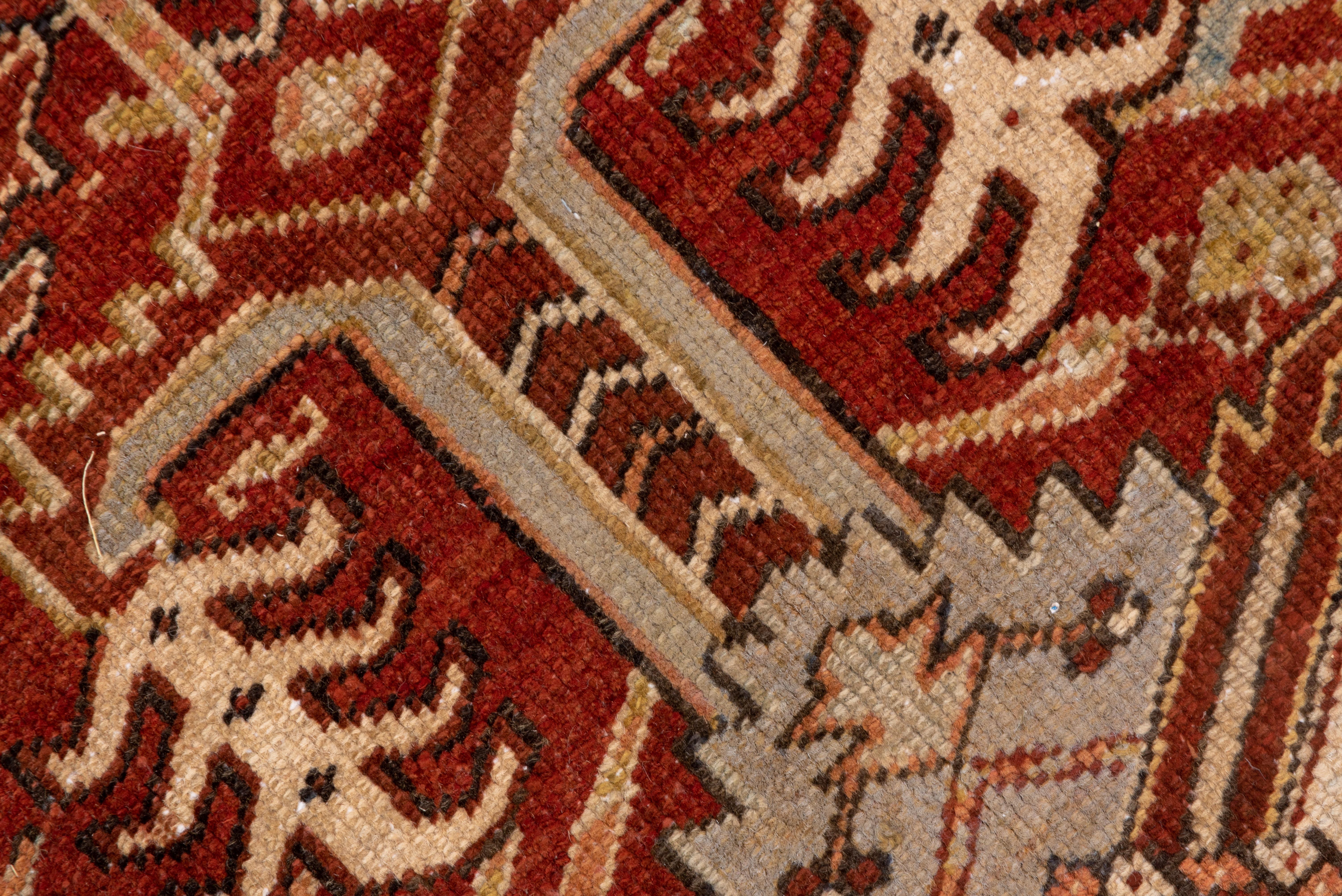 Hand-Knotted Antique Heriz Carpet, Red Field, All-Over Field For Sale