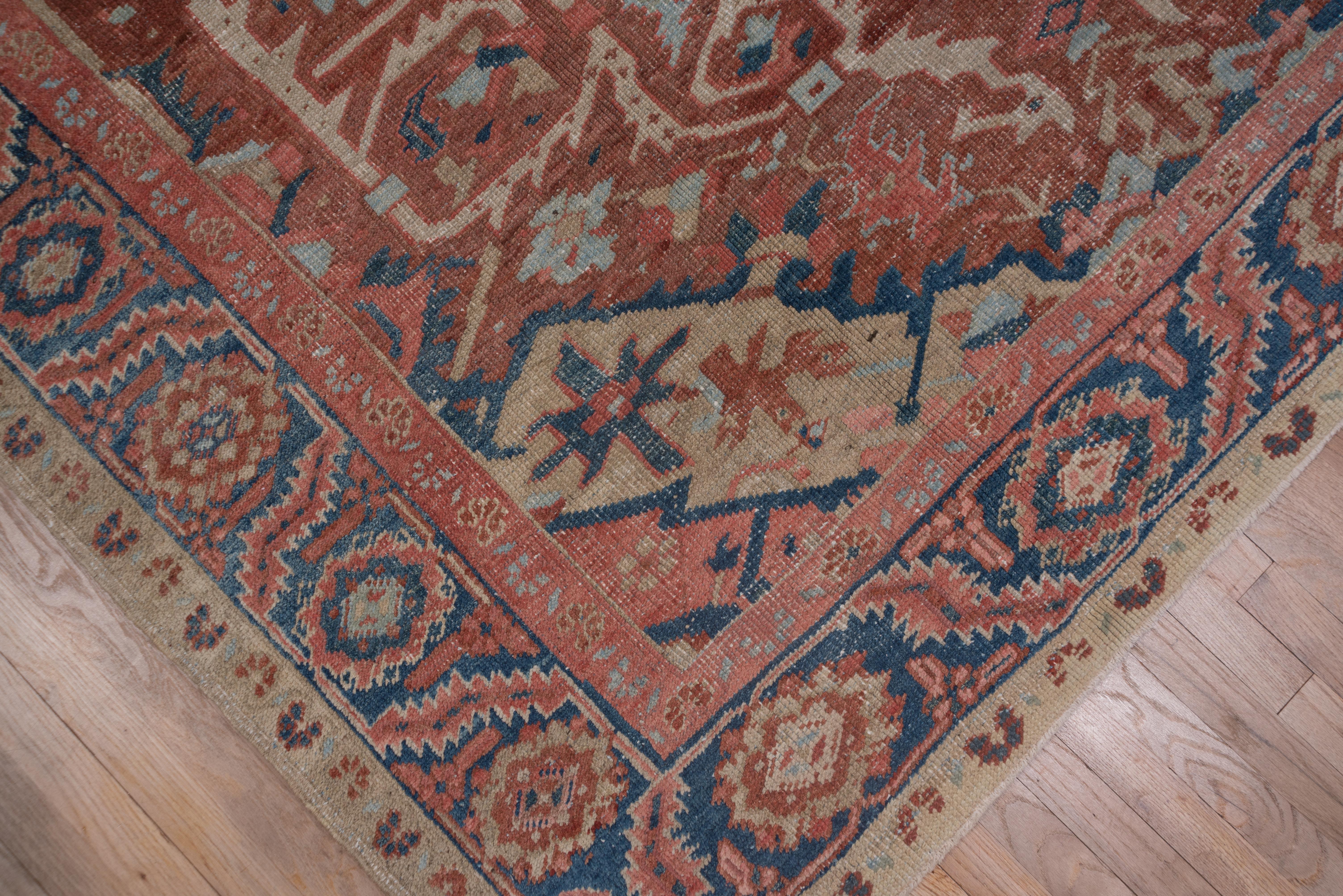 Hand-Knotted Antique Heriz Carpet, Soft Palette, circa 1910s