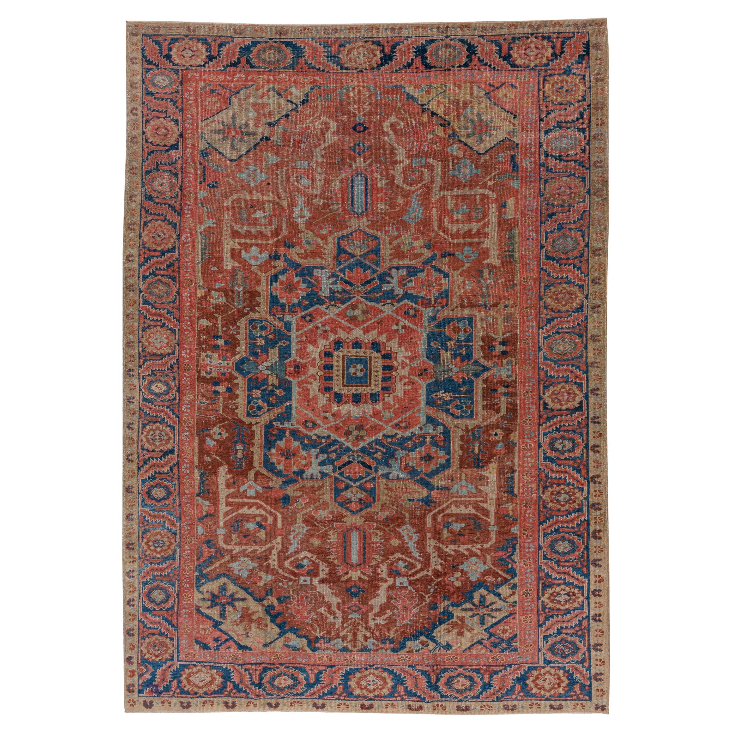 Antique Heriz Carpet, Soft Palette, circa 1910s