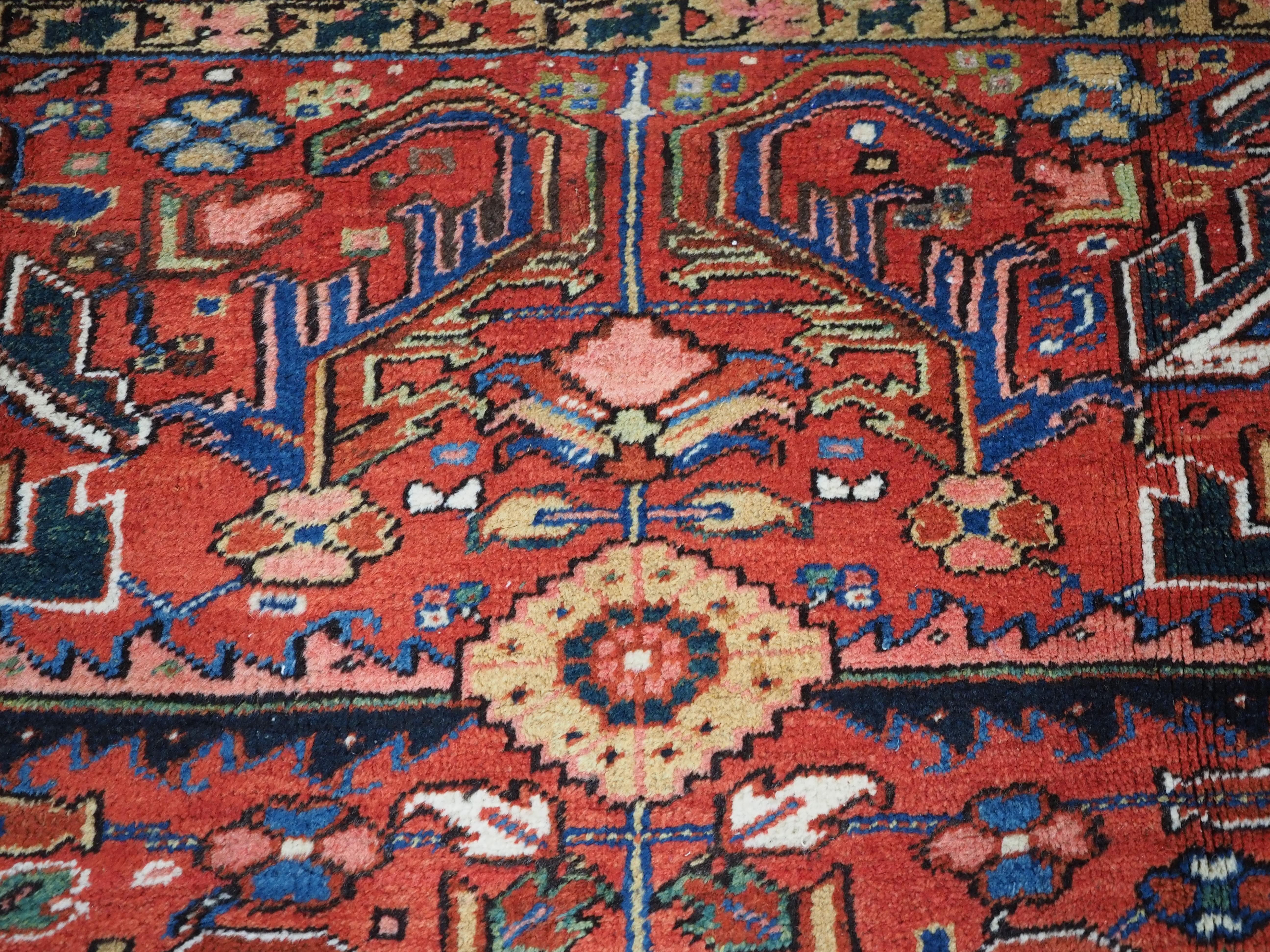 Antique Heriz carpet with a traditional all over design, circa 1910. For Sale 4