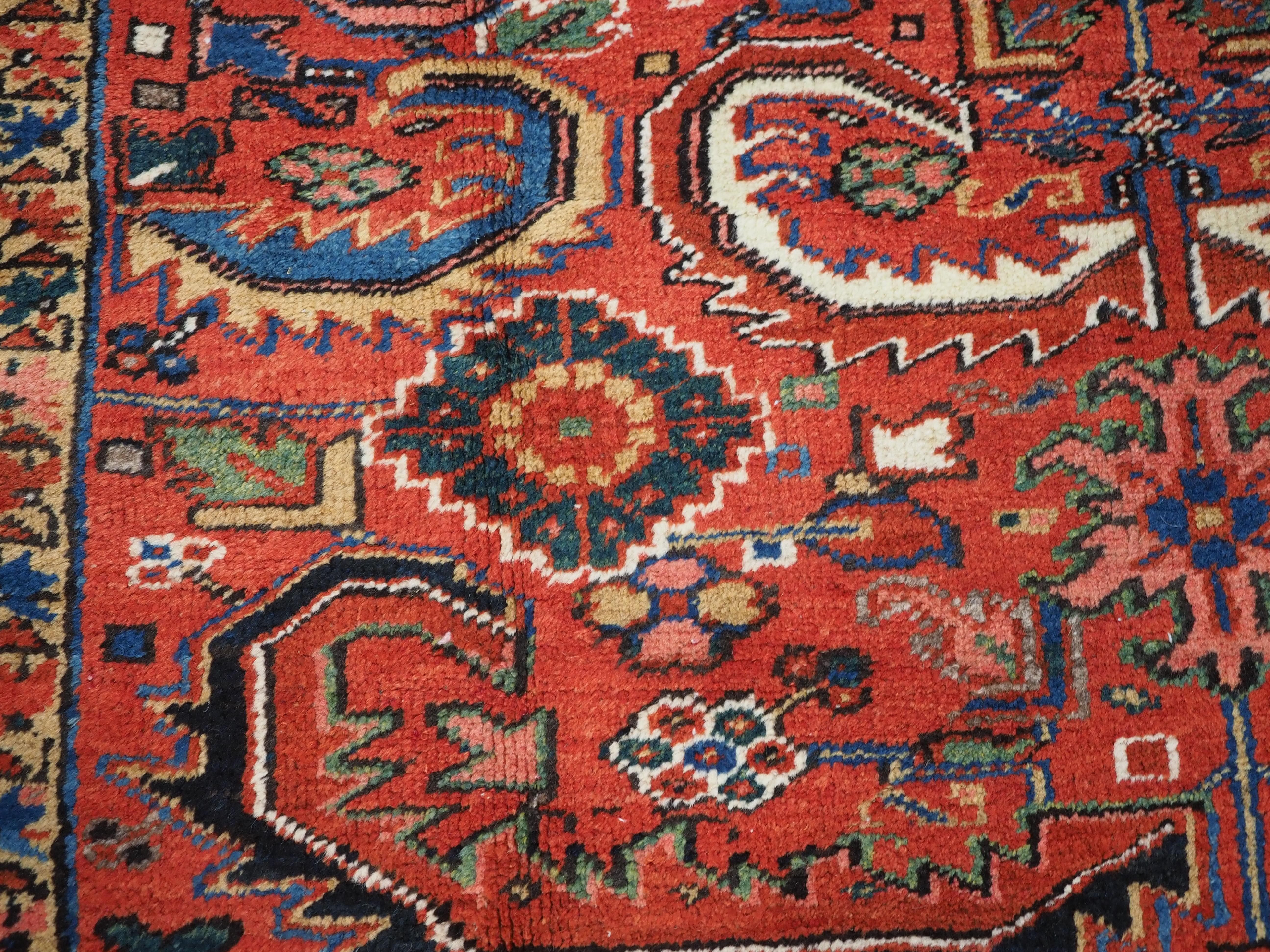 Antique Heriz carpet with a traditional all over design, circa 1910. For Sale 5