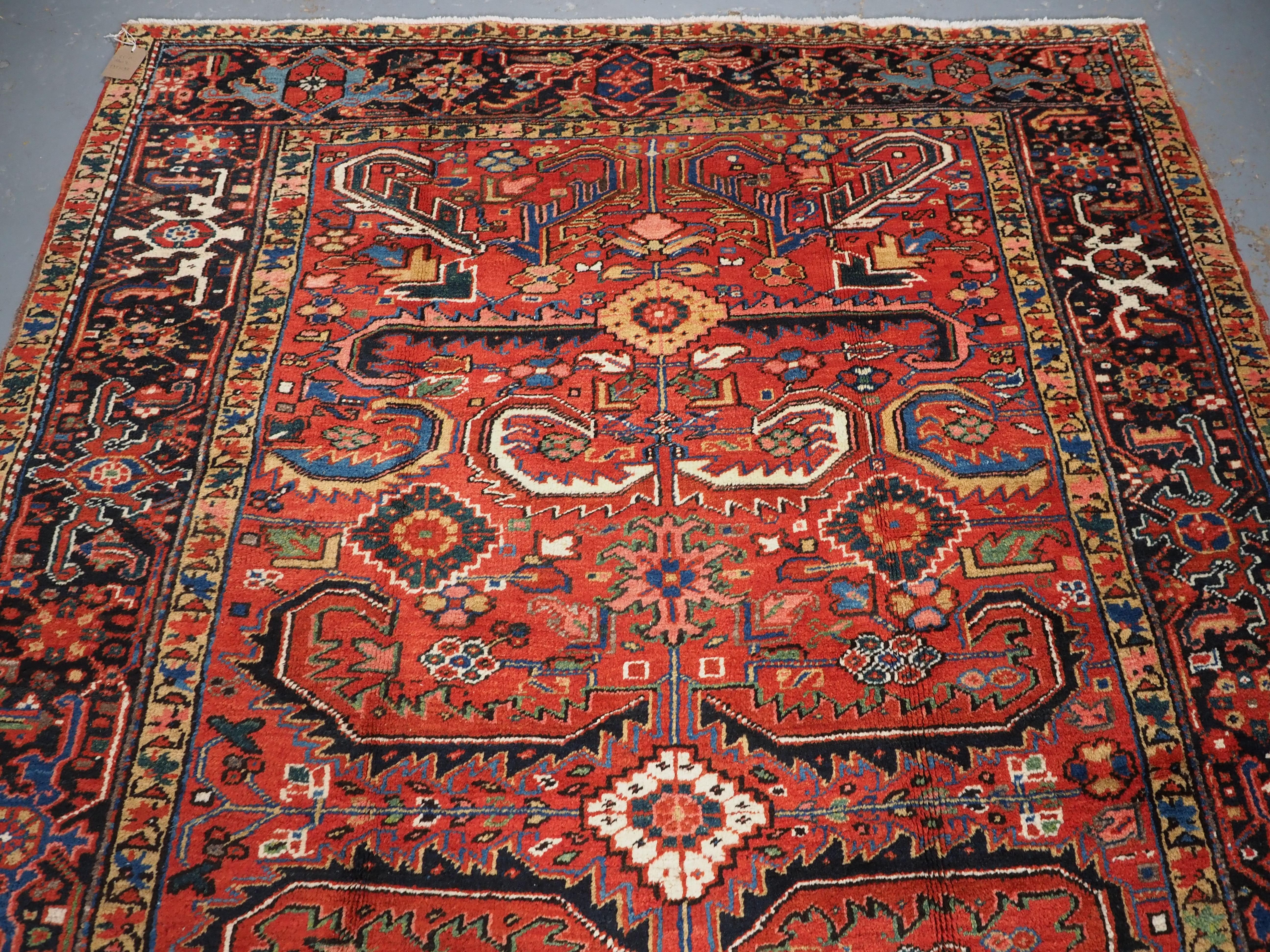 Early 20th Century Antique Heriz carpet with a traditional all over design, circa 1910. For Sale