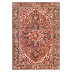 Antikes Heriz (marineblau, rot und cremefarben, 420cm x 297cm)
