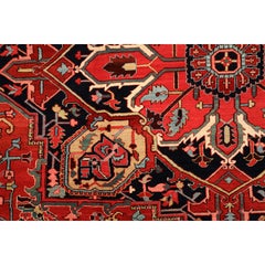 Antique Heriz Persian Rug, Red Medallion, 13’ x 17’