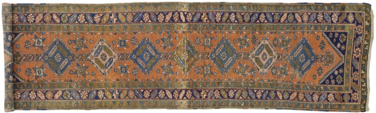 Antique Heriz Persian Runner with Modern Tribal Style For Sale 2