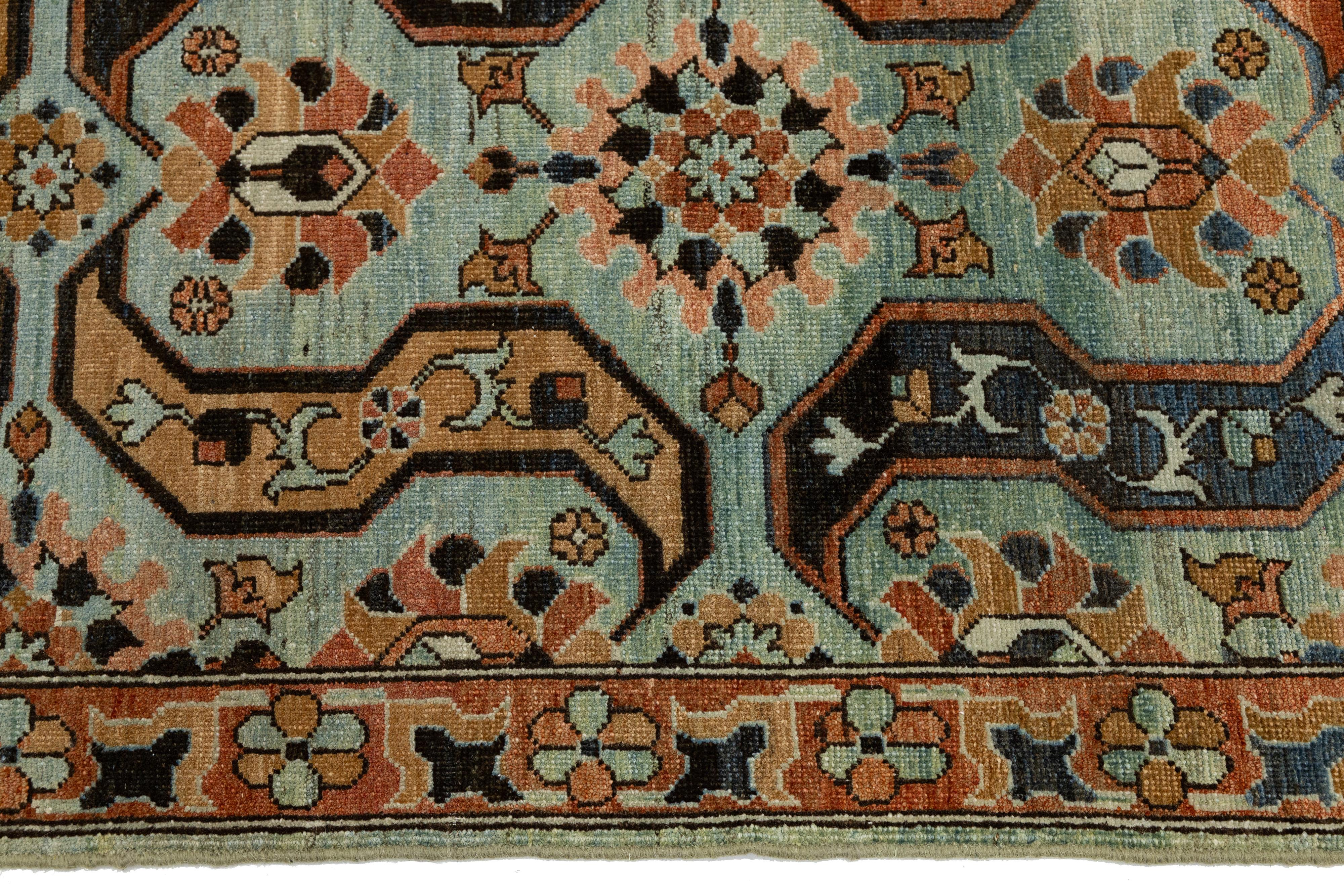 Antiker Heriz Persischer Wollteppich in Blau mit geometrischen Medaillons Design (Wolle) im Angebot