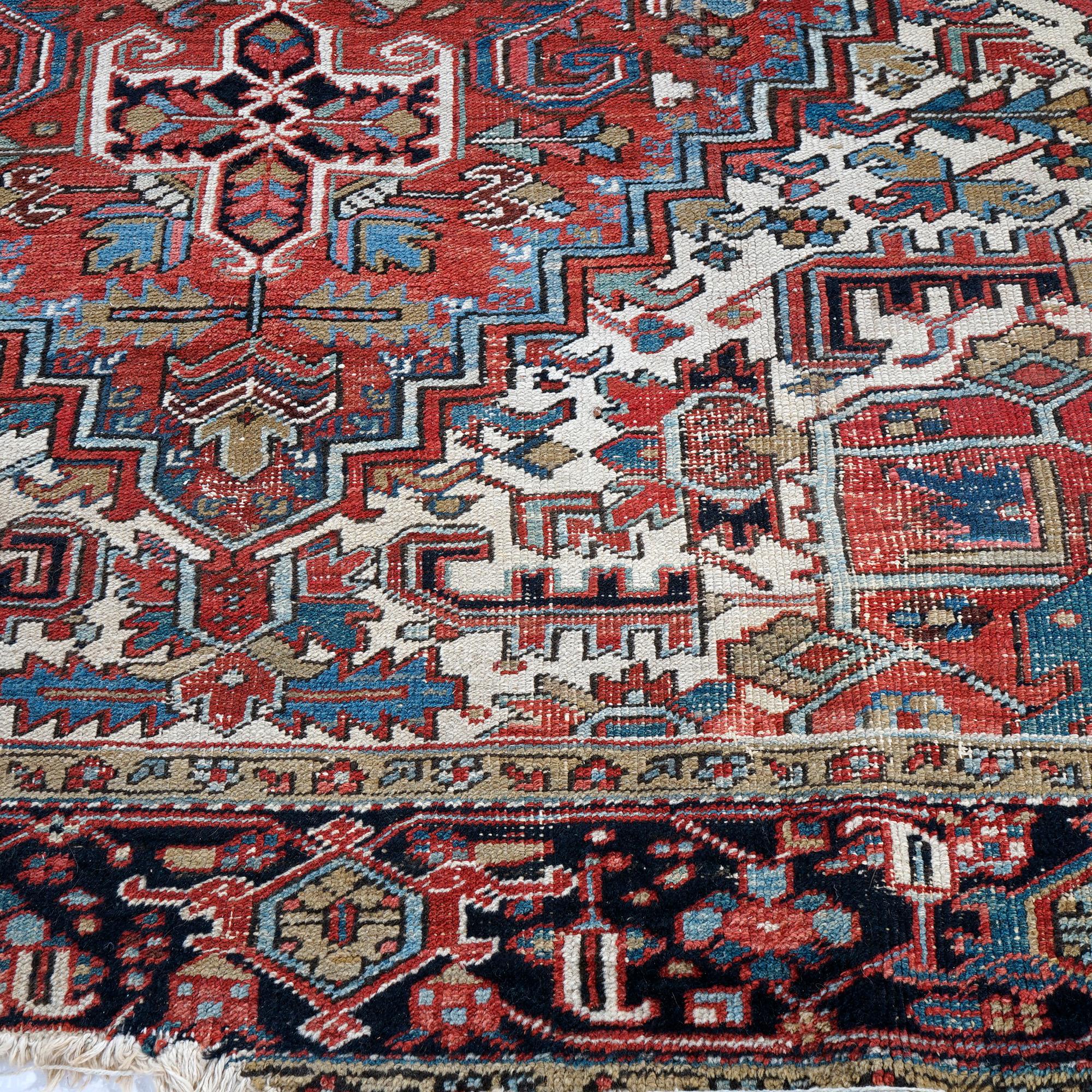 Antique Heriz Room Size Oriental Wool Rug, c1930 For Sale 1