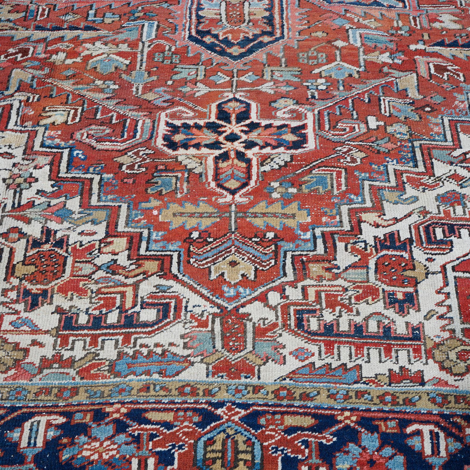 Antique Heriz Room Size Oriental Wool Rug, c1930 For Sale 3