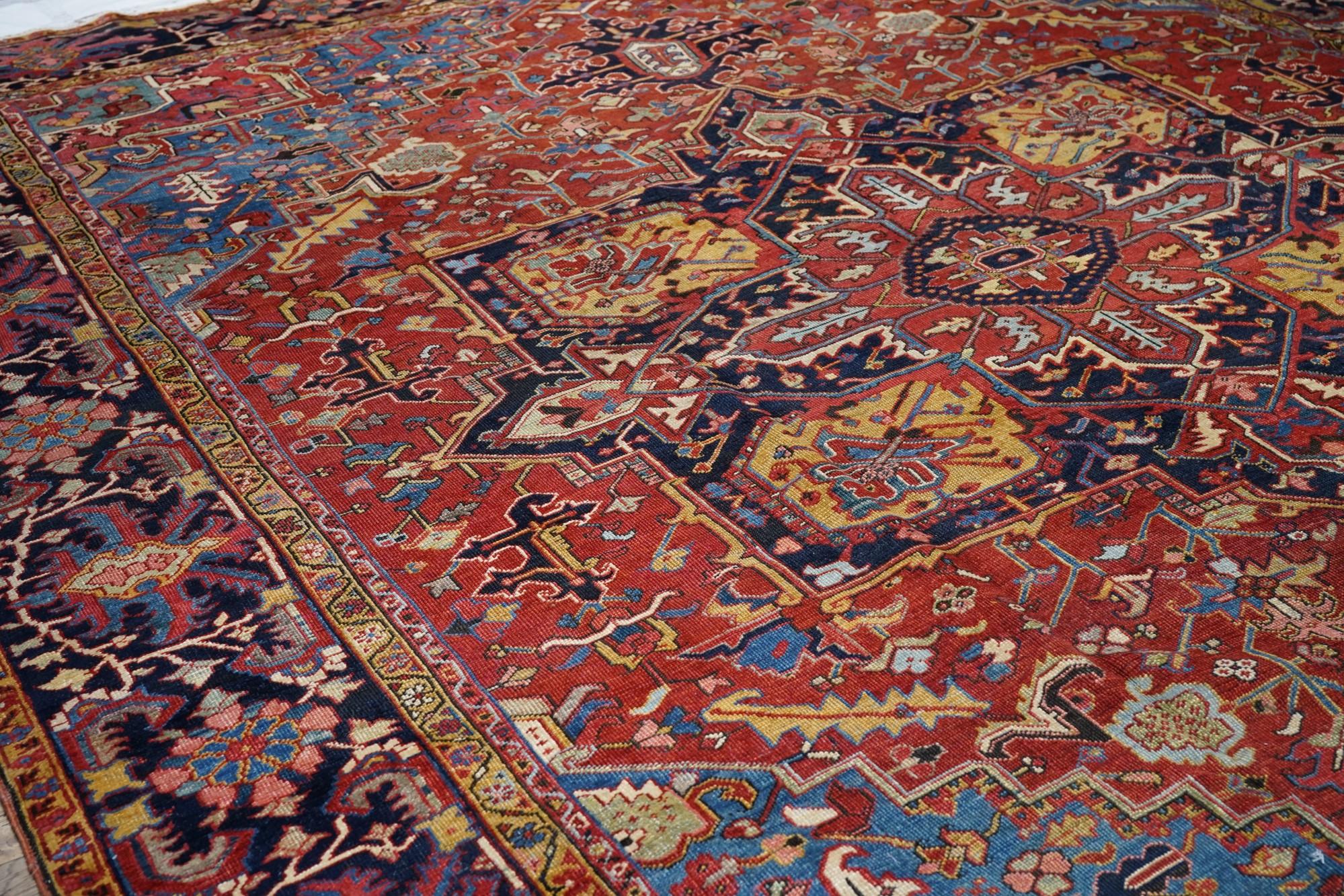 Wool Antique Heriz Rug For Sale