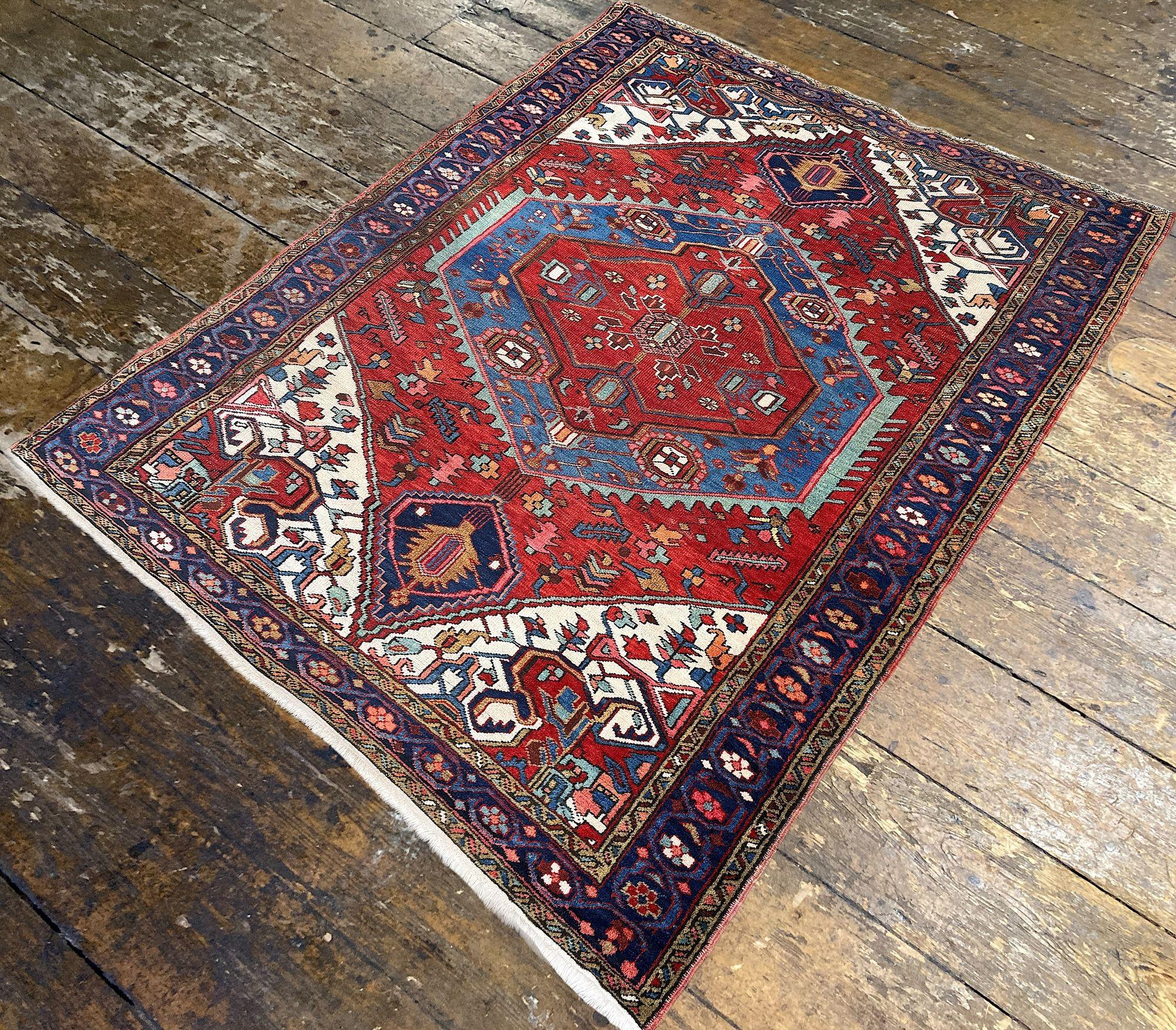 Wool Antique Heriz Rug 1.76m x 1.44mAntique Heriz Rug 1.76m x 1.44m For Sale
