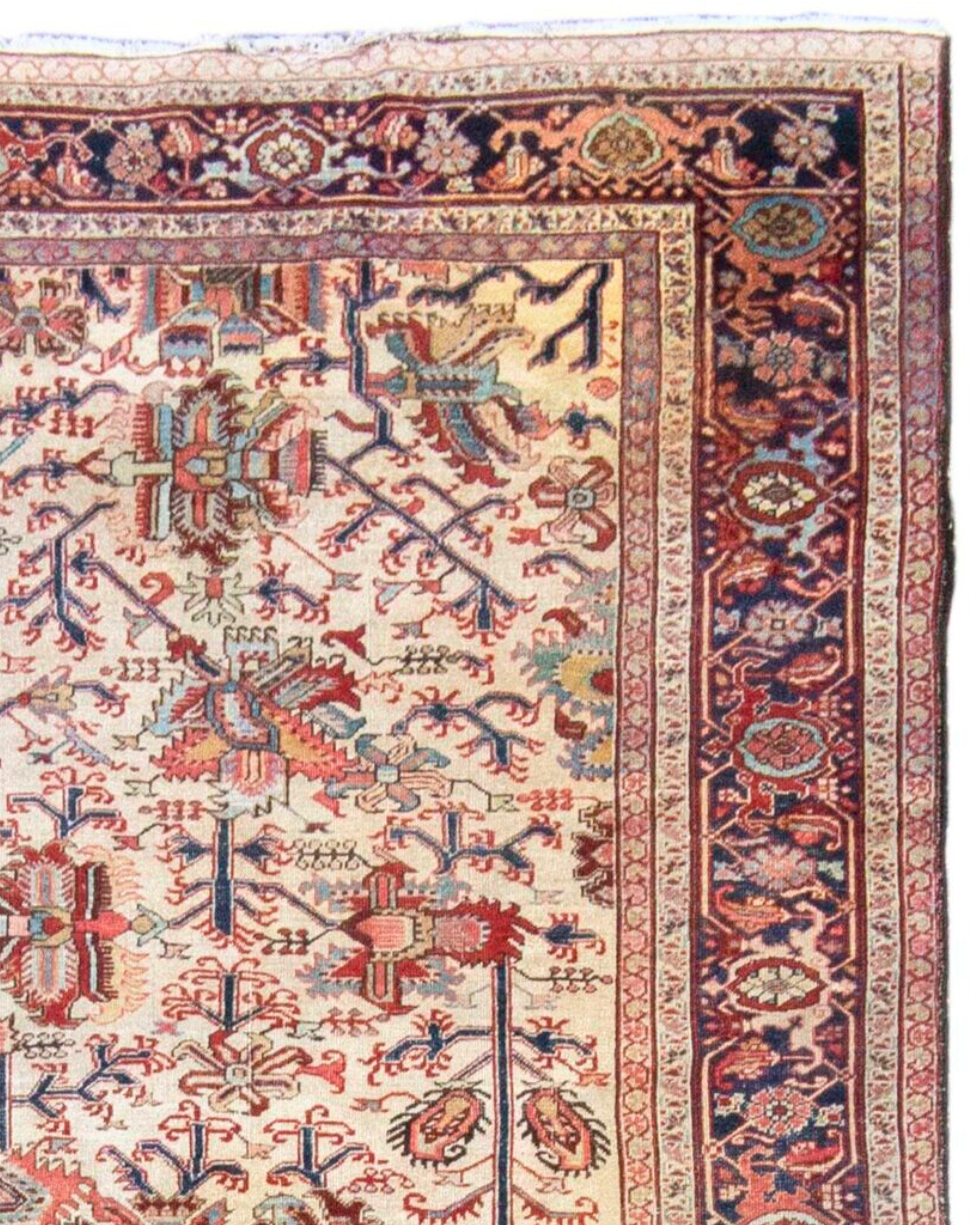 Persian Antique Heriz Rug, 19th Century For Sale