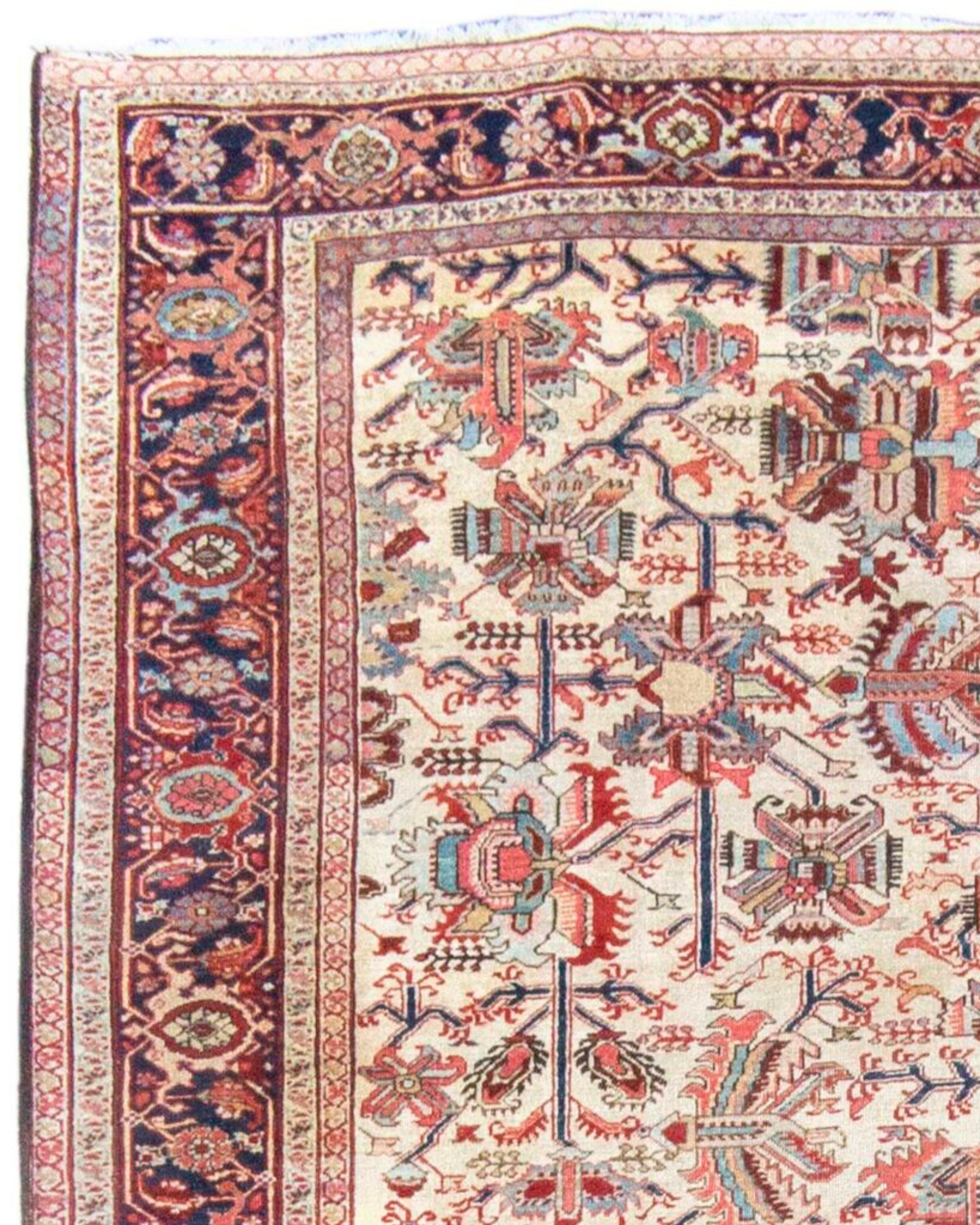 Hand-Woven Antique Heriz Rug, 19th Century For Sale