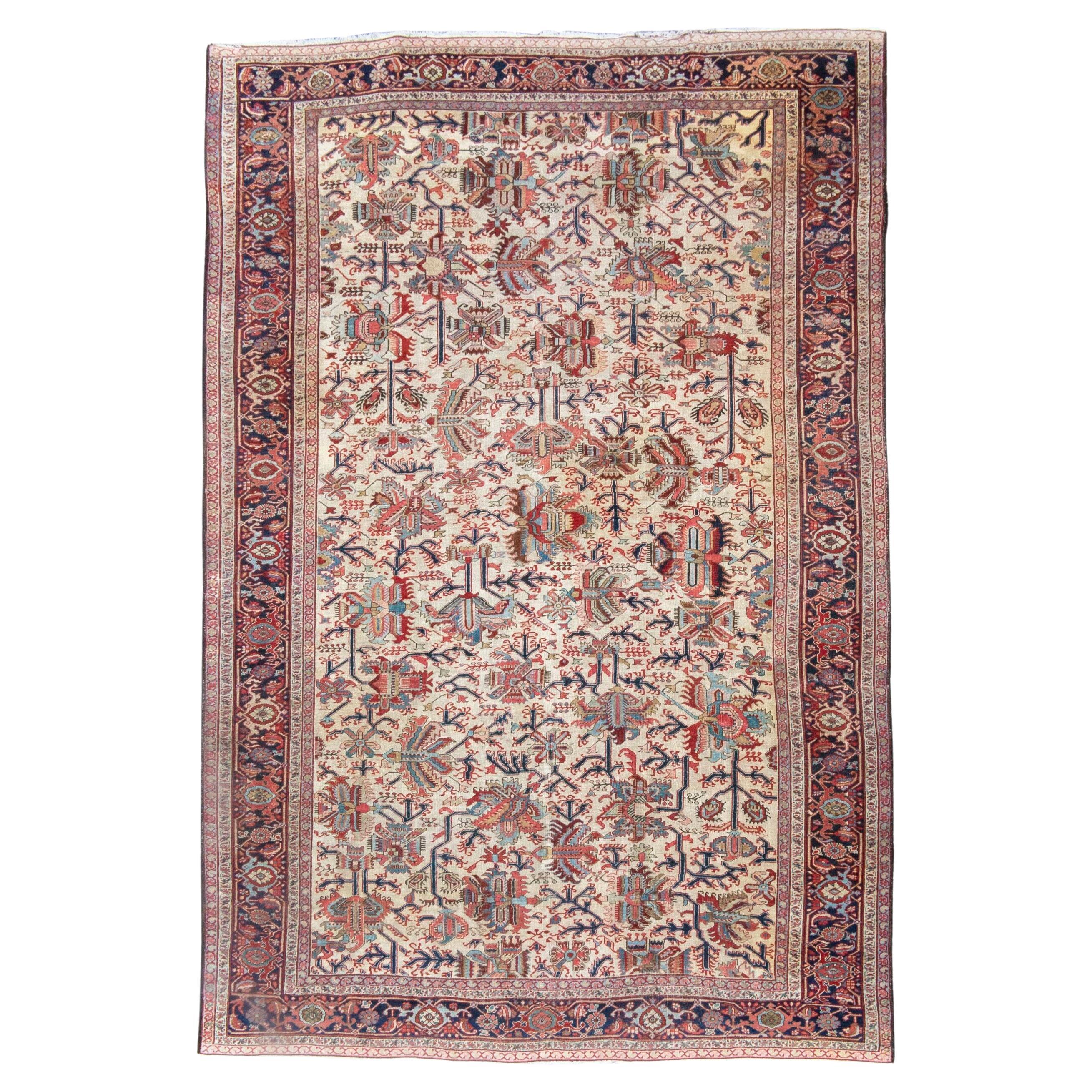 Tapis antique Heriz, 19e siècle