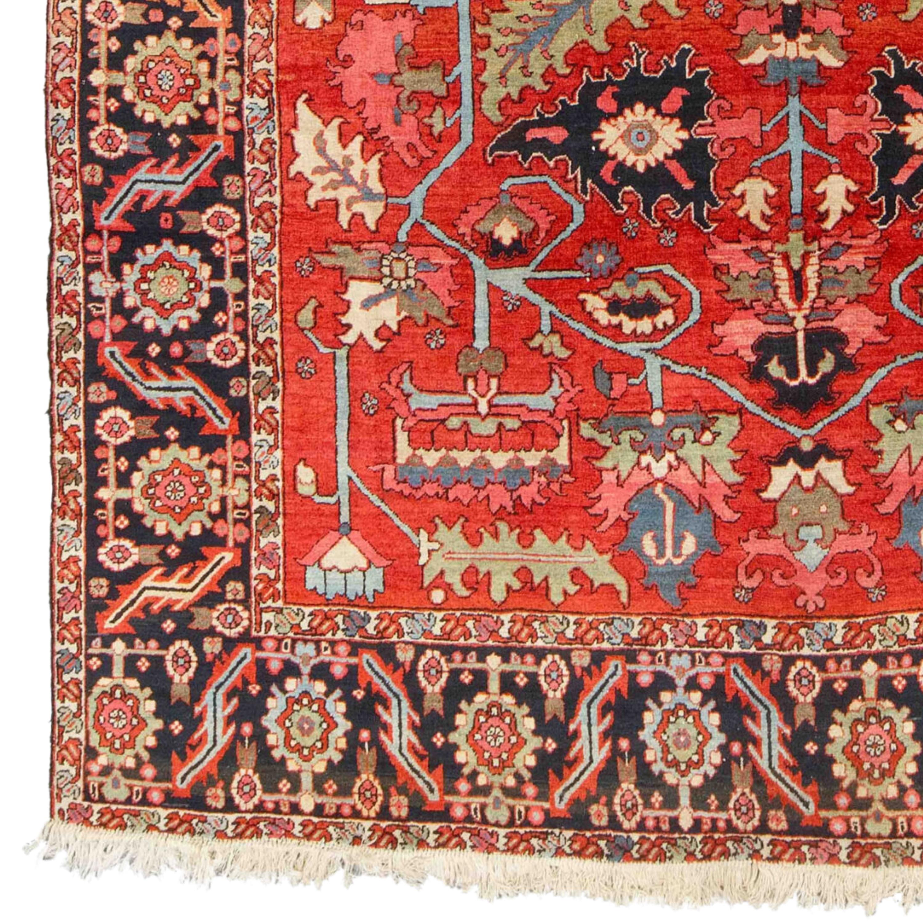 19th Century Heriz Rug

This magnificent 19th-century antique Heriz rug is a masterpiece that weaves the history, art and culture of its time into its intricate patterns. Each stitch tells a story, with skilled craftsmen meticulously crafting each