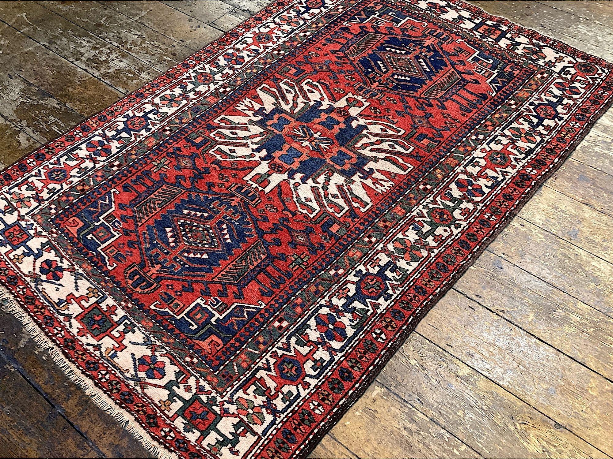 Wool Antique Heriz Rug 2.05m x 1.37m For Sale