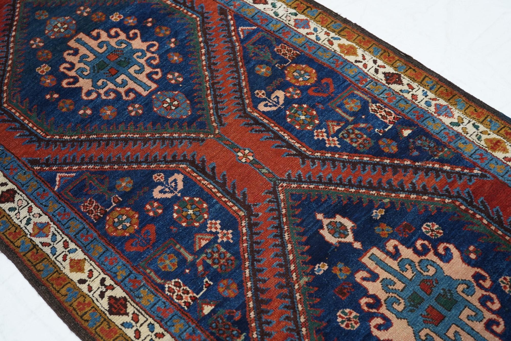 Wool Antique Heriz Rug 3'5'' x 11'8'' For Sale