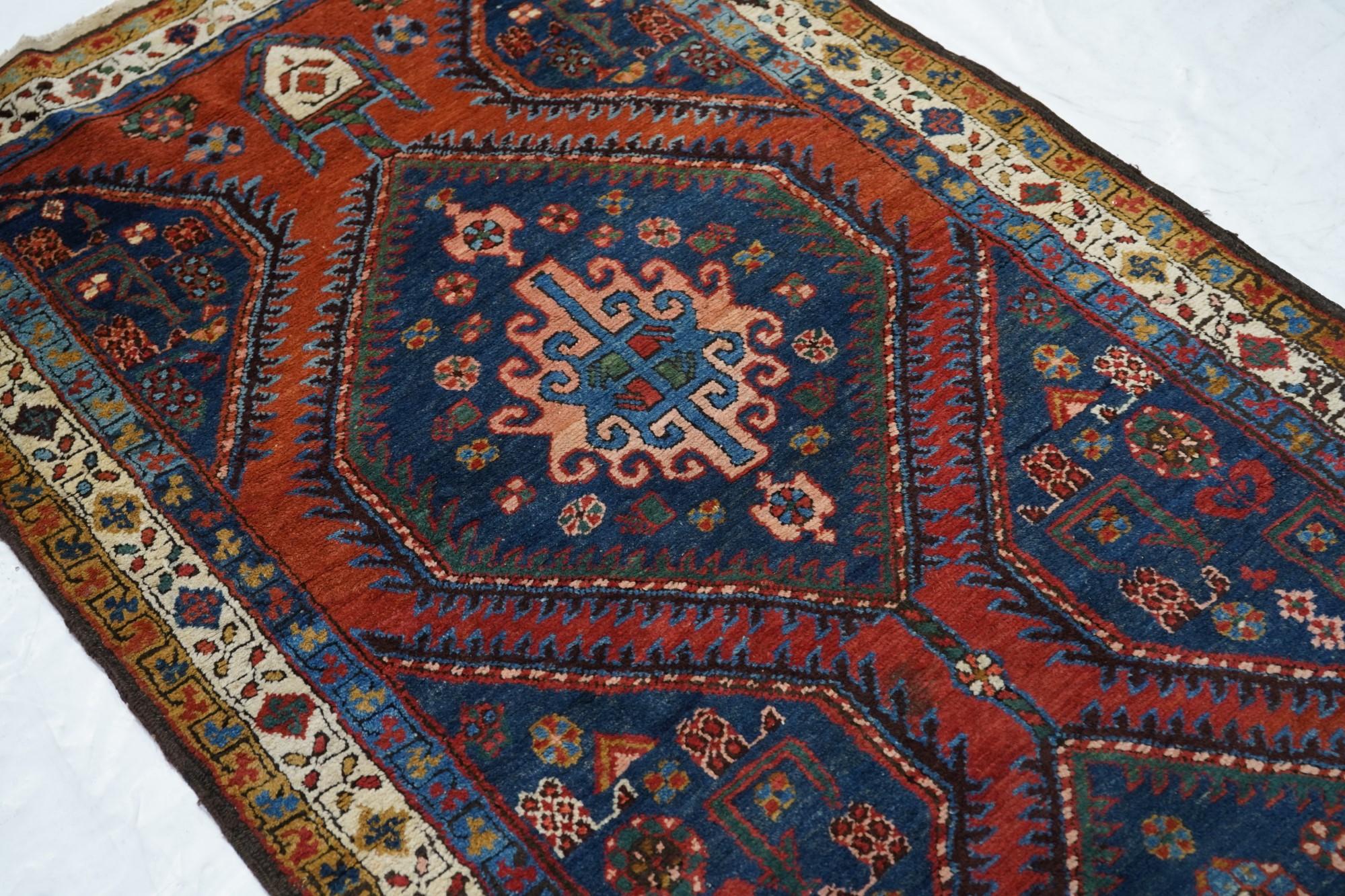 Antique Heriz Rug 3'5'' x 11'8'' For Sale 1