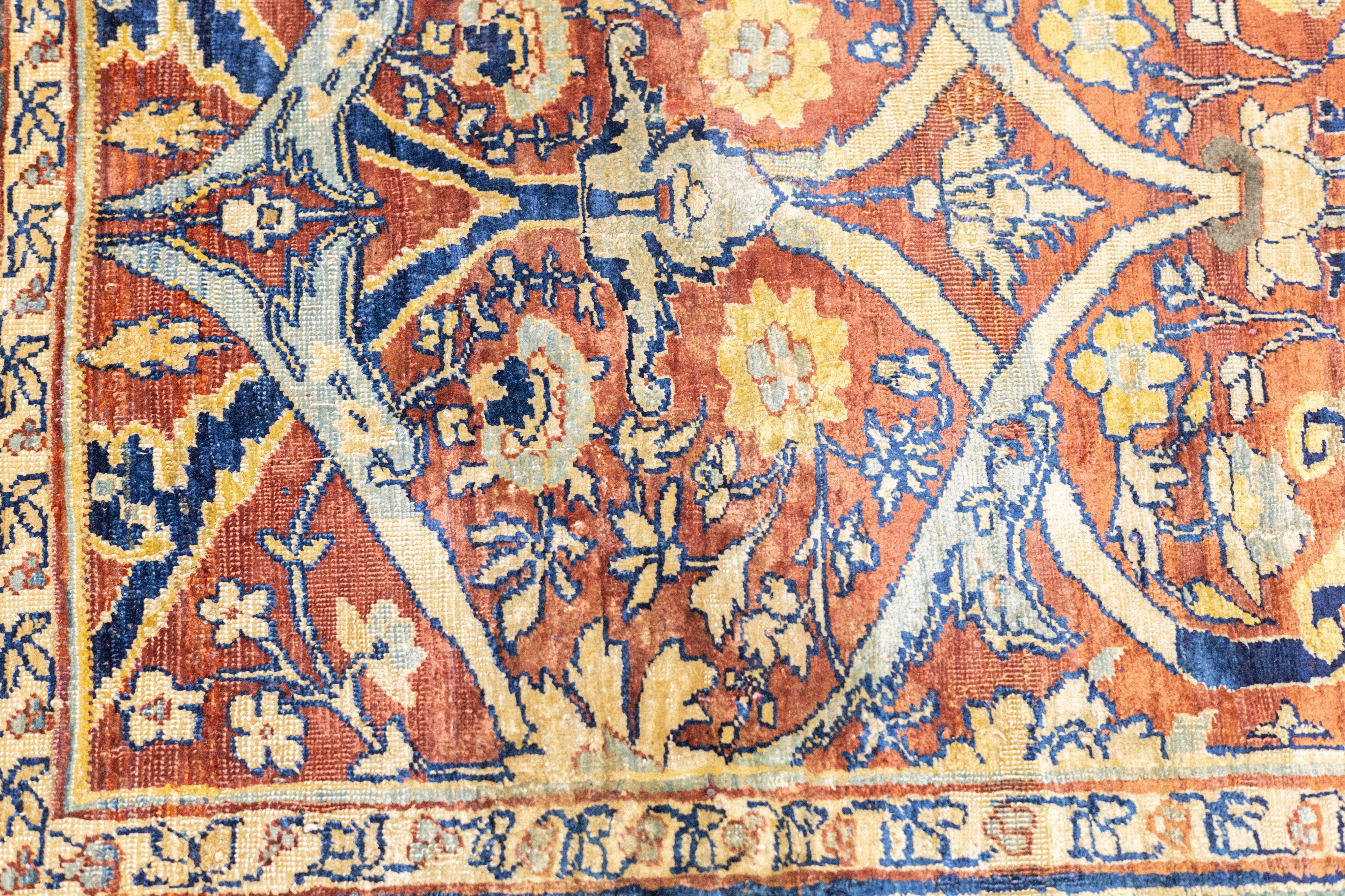 Antique Heriz Rug 4'3'' x 5'6'' For Sale 2