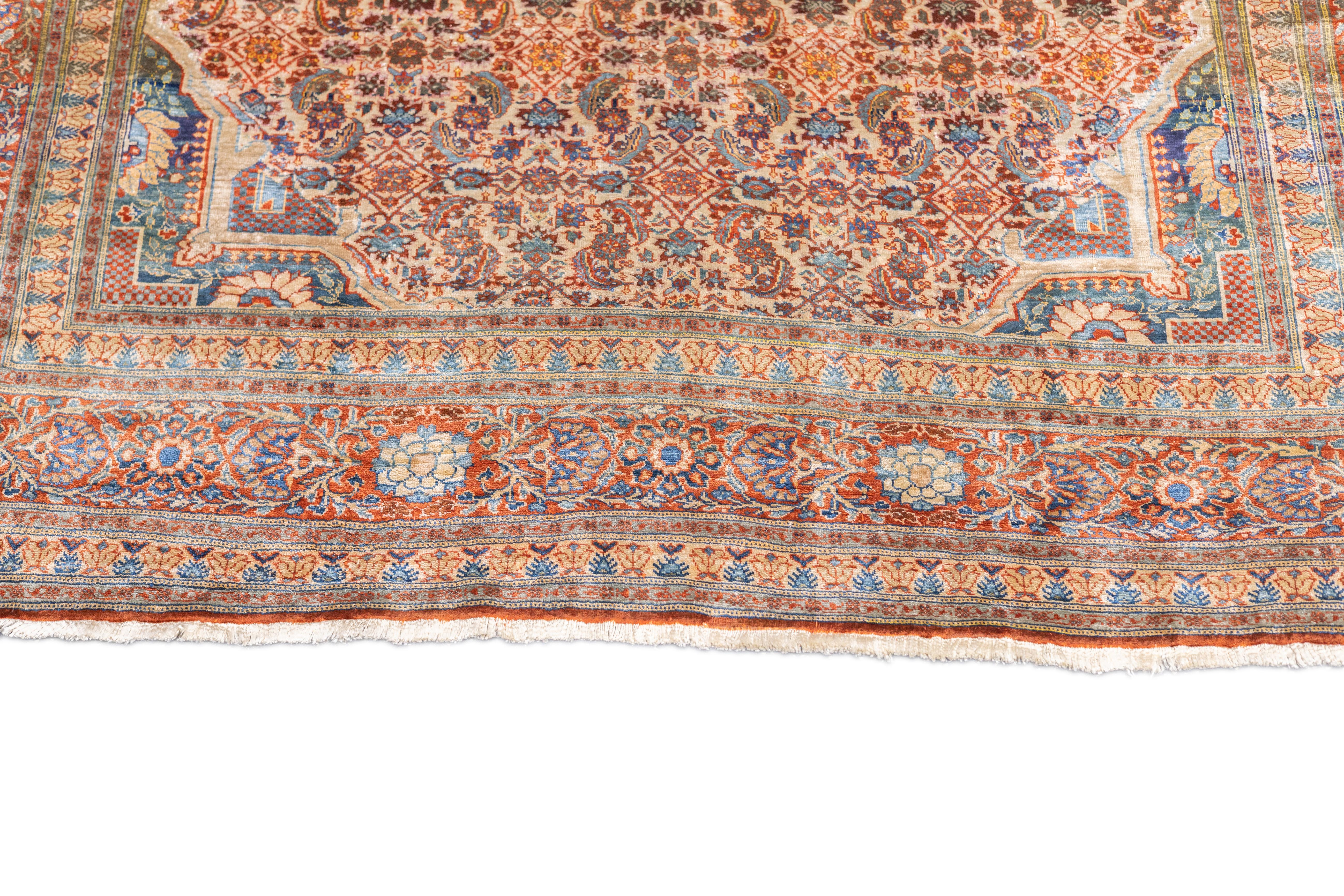 Antiker Heriz-Teppich 4'6'' x 5'5'' (Handgeknüpft) im Angebot
