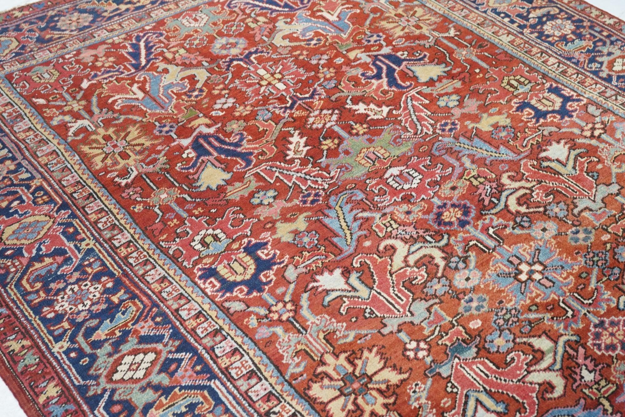 Wool Antique Heriz Rug 6'8'' x 9'11'' For Sale