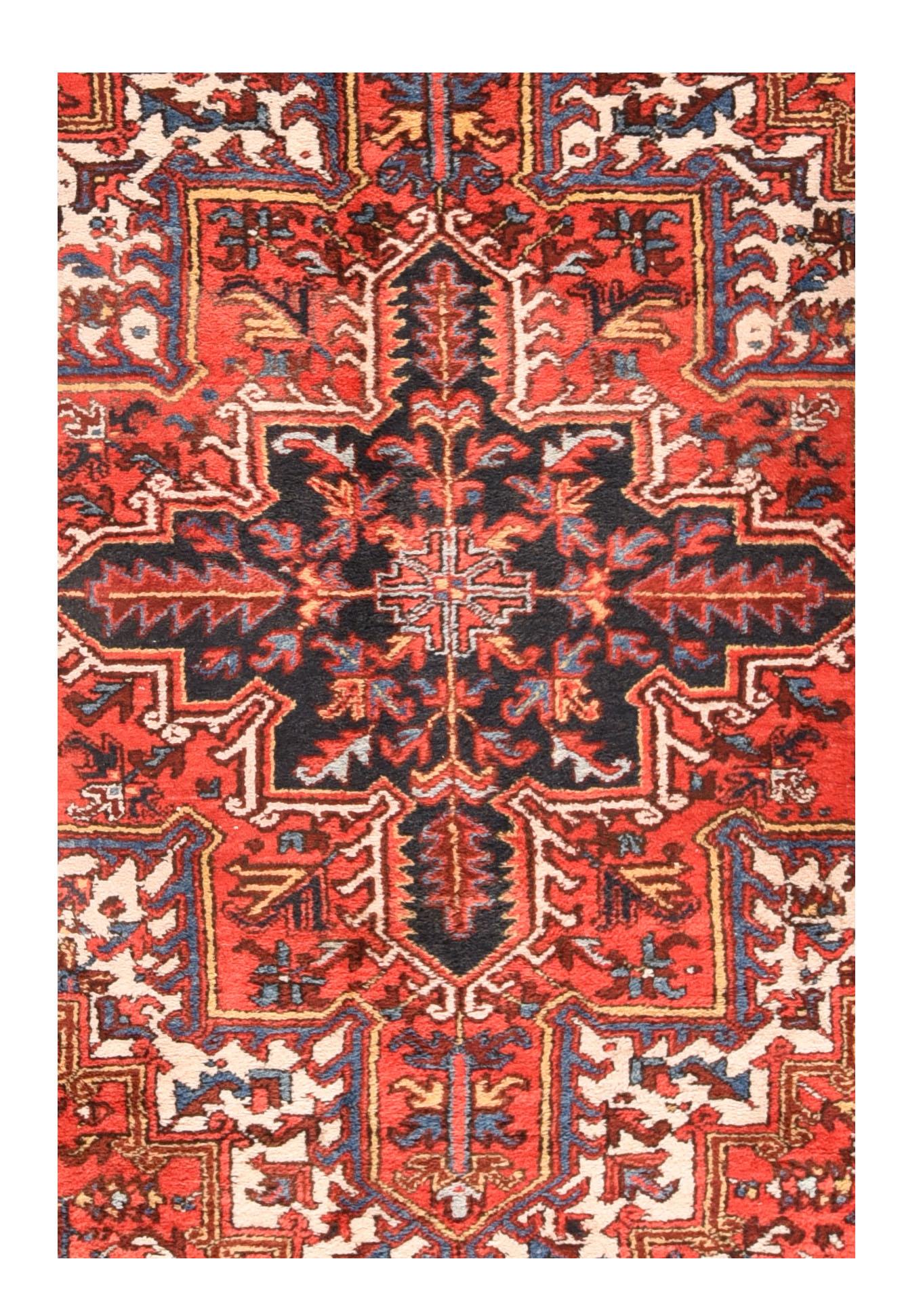 Persian Antique Heriz Rug 7'9'' x 10'11'' For Sale