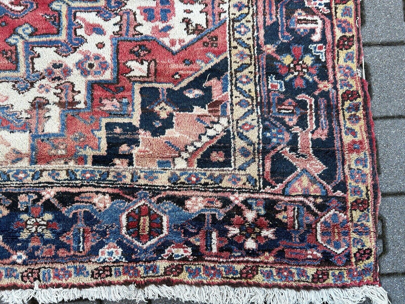 Hand-Knotted Antique Heriz Rug 8 x 11 ft room size Classic Vintage Azeri Carpet  For Sale