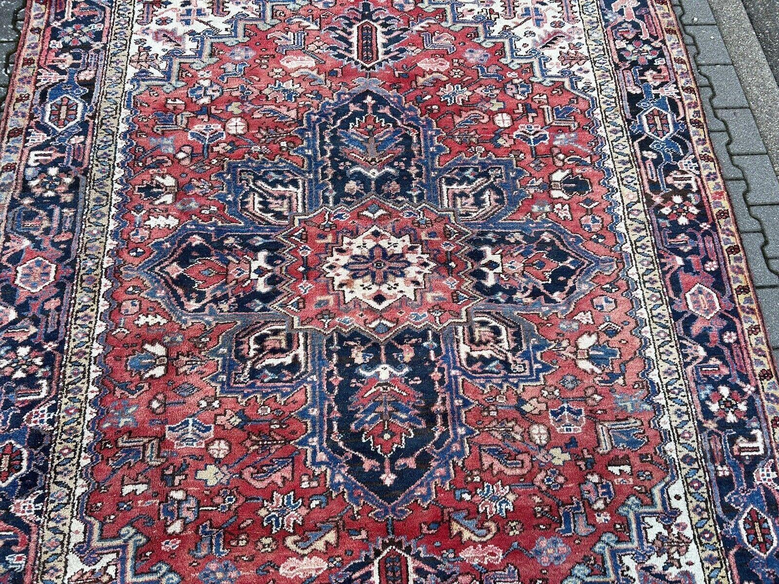 Mid-20th Century Antique Heriz Rug 8 x 11 ft room size Classic Vintage Azeri Carpet  For Sale