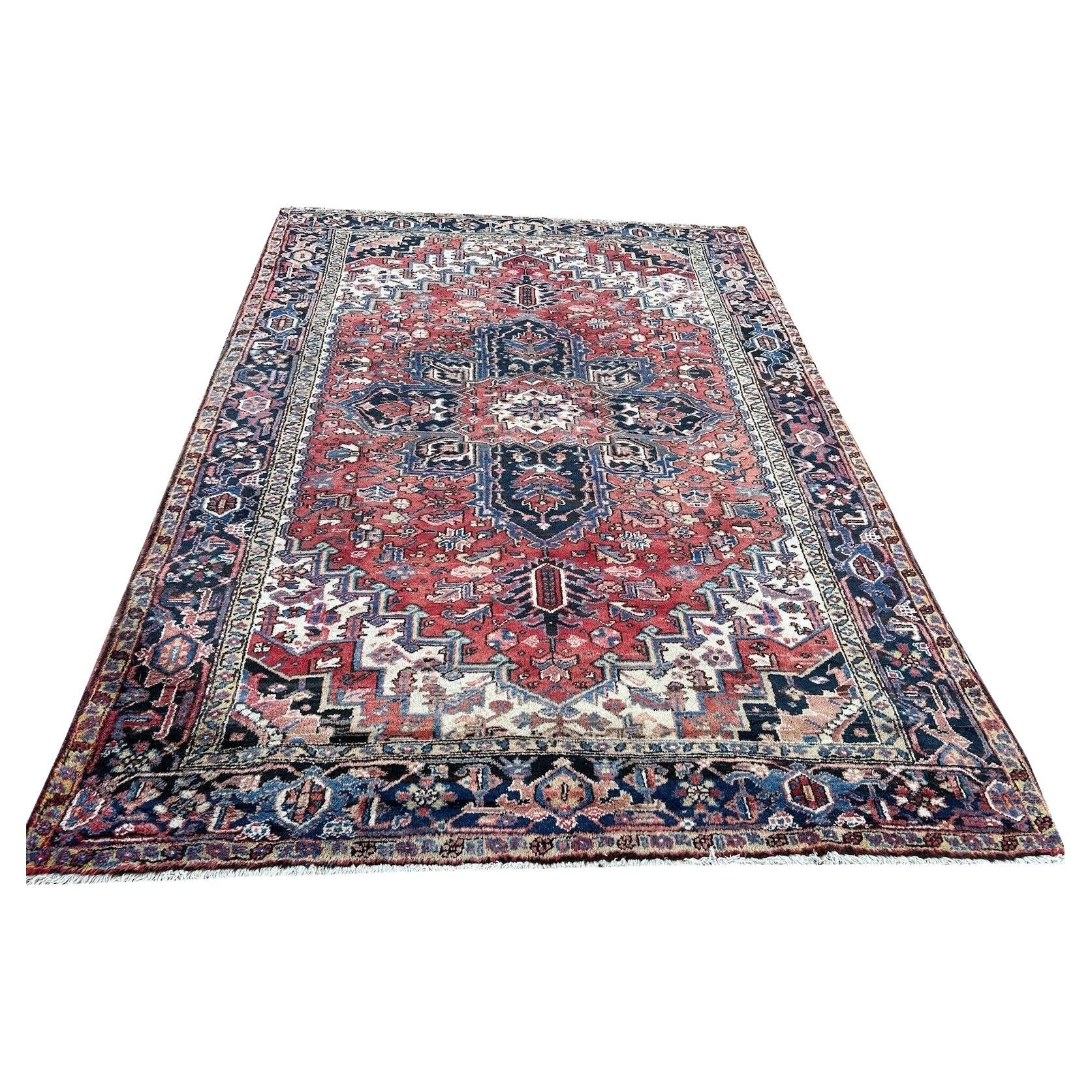 Antique Heriz Rug 8 x 11 ft room size Classic Vintage Azeri Carpet  For Sale