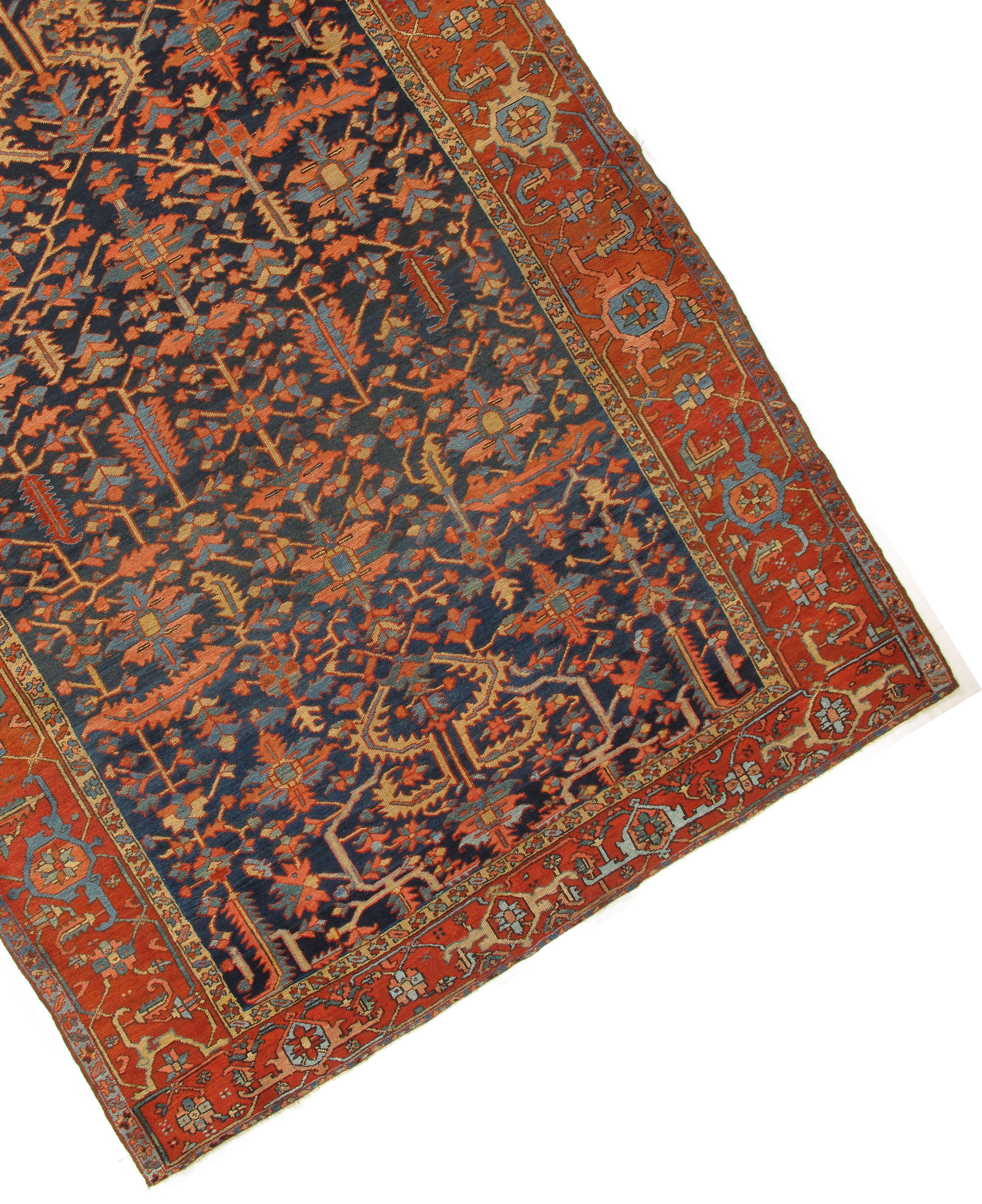 Persian Antique Heriz Rug Carpet, circa 1900