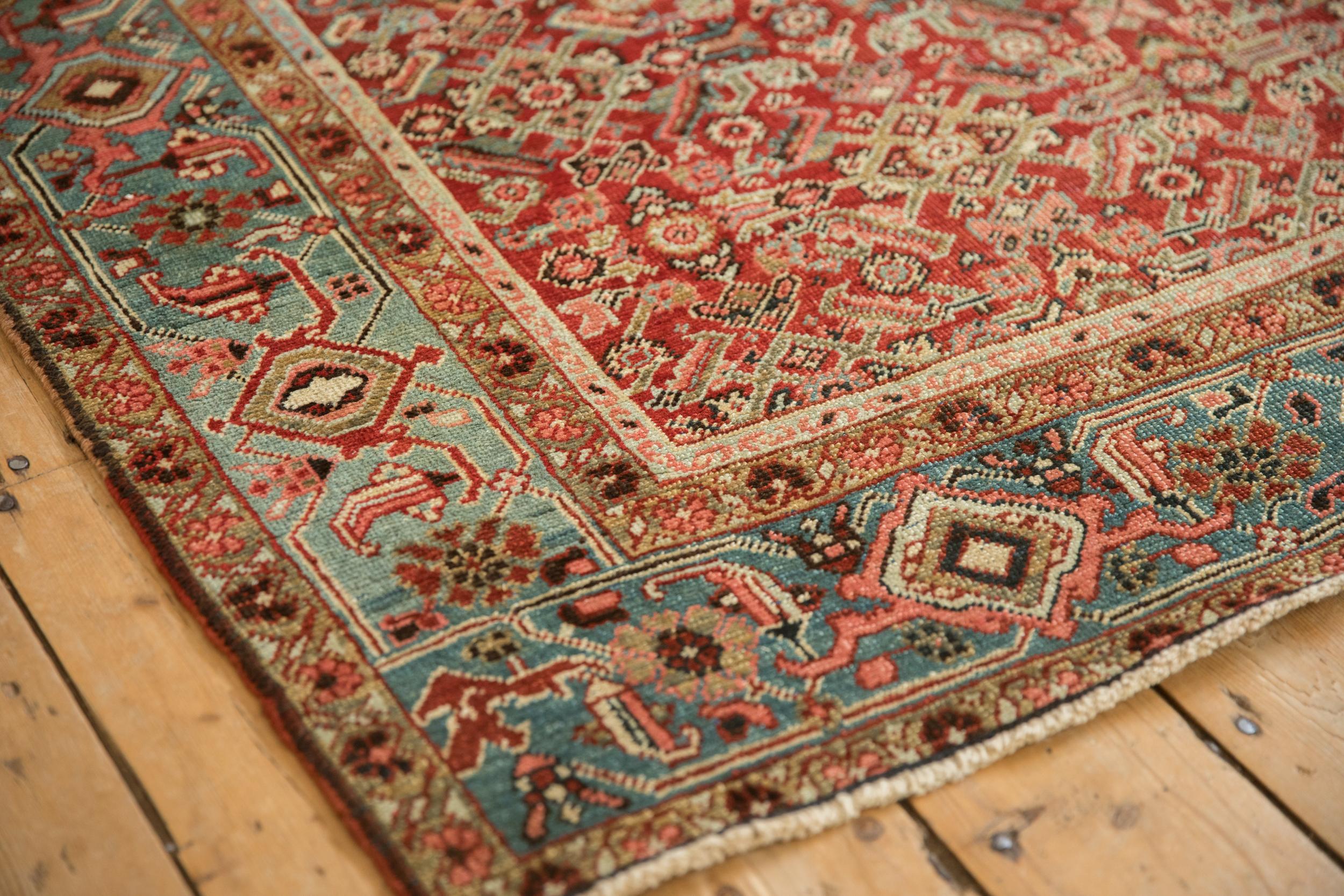 Hand-Knotted Antique Heriz Rug For Sale