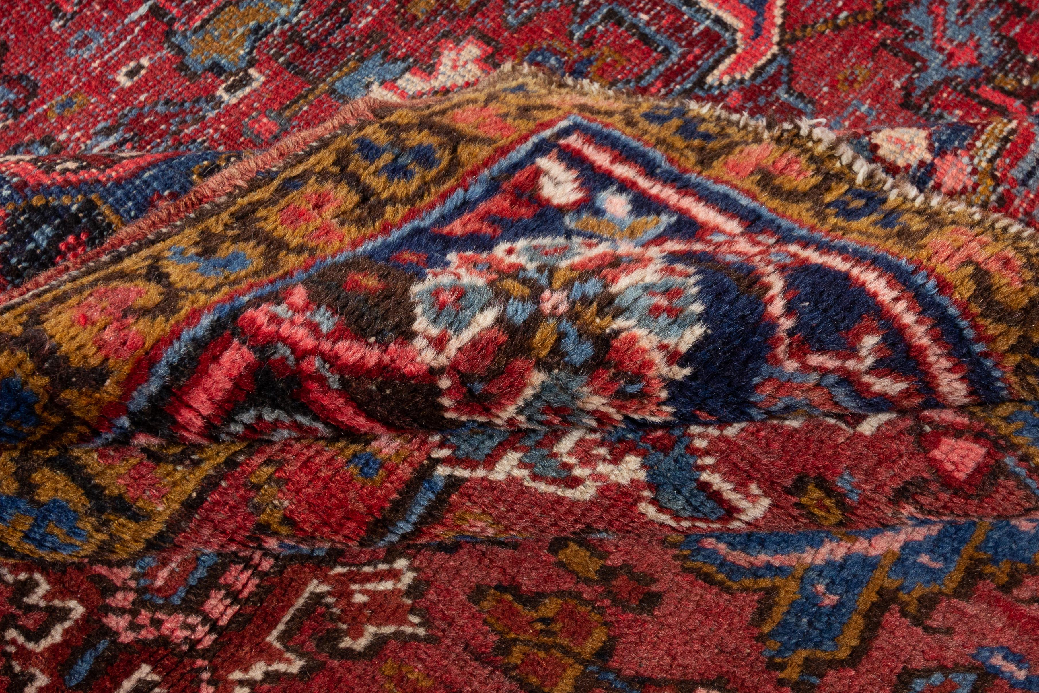Hand-Knotted Antique Heriz Rug For Sale