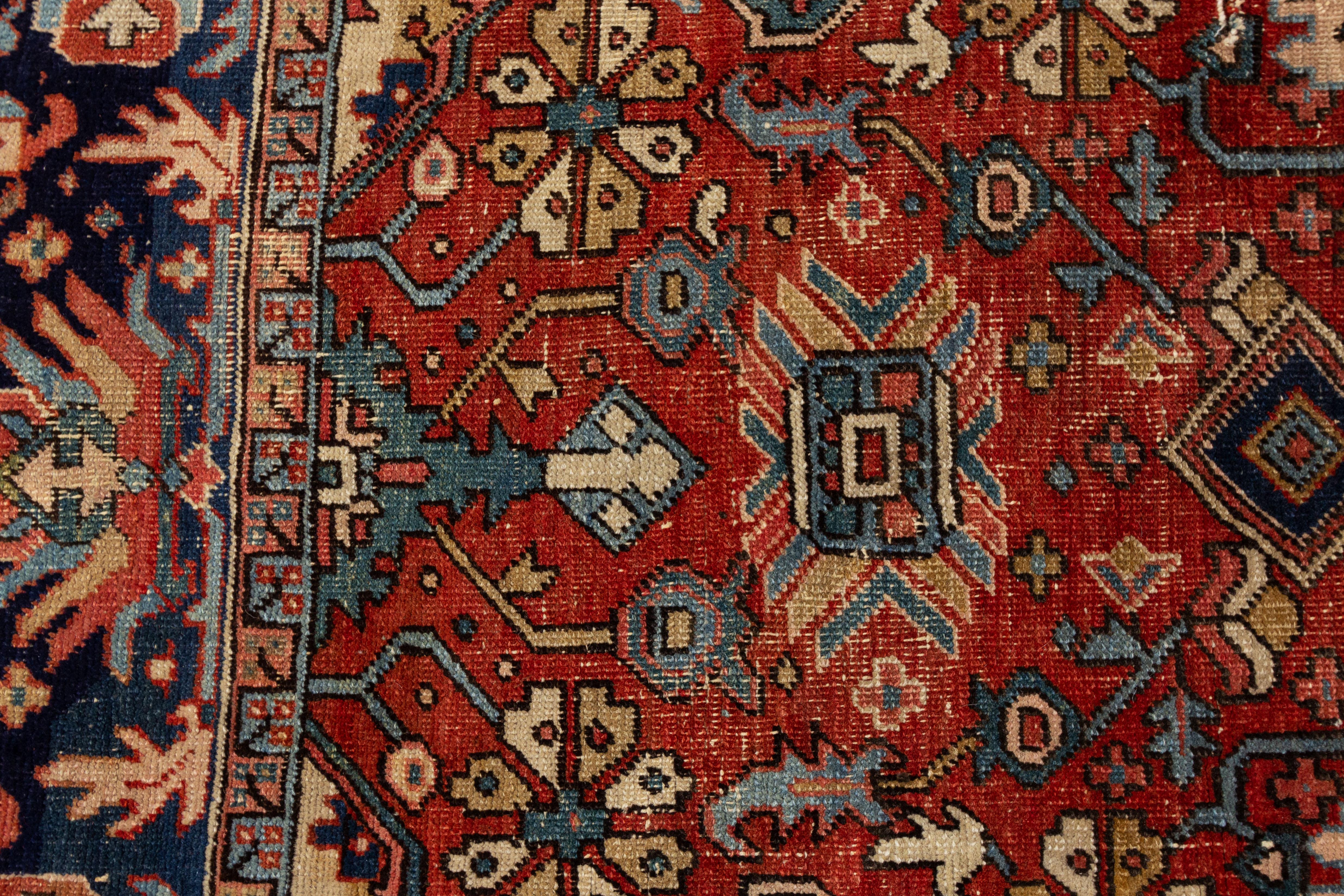 Hand-Knotted Antique Heriz Rug For Sale