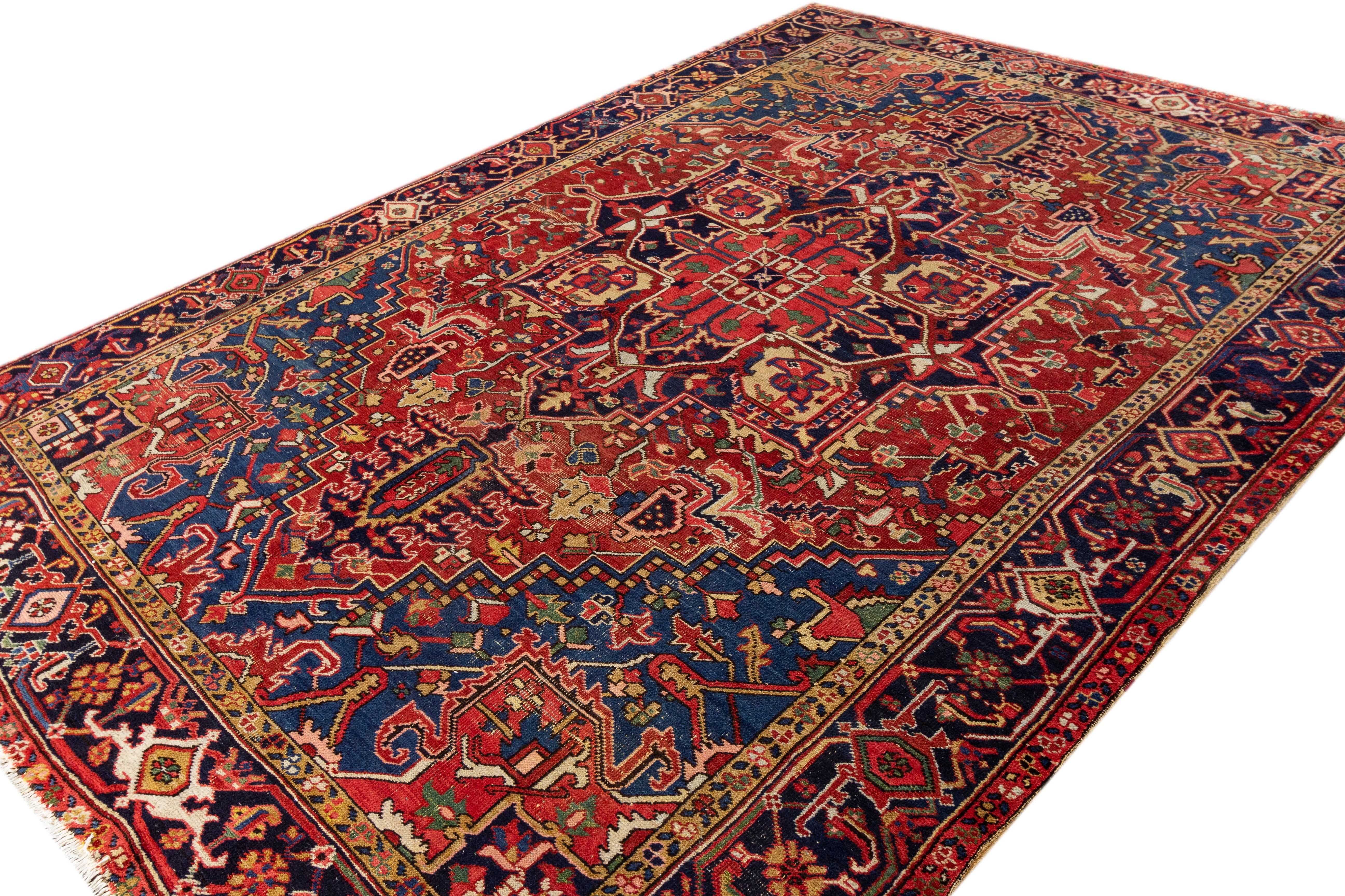 20th Century Antique Heriz Rug For Sale